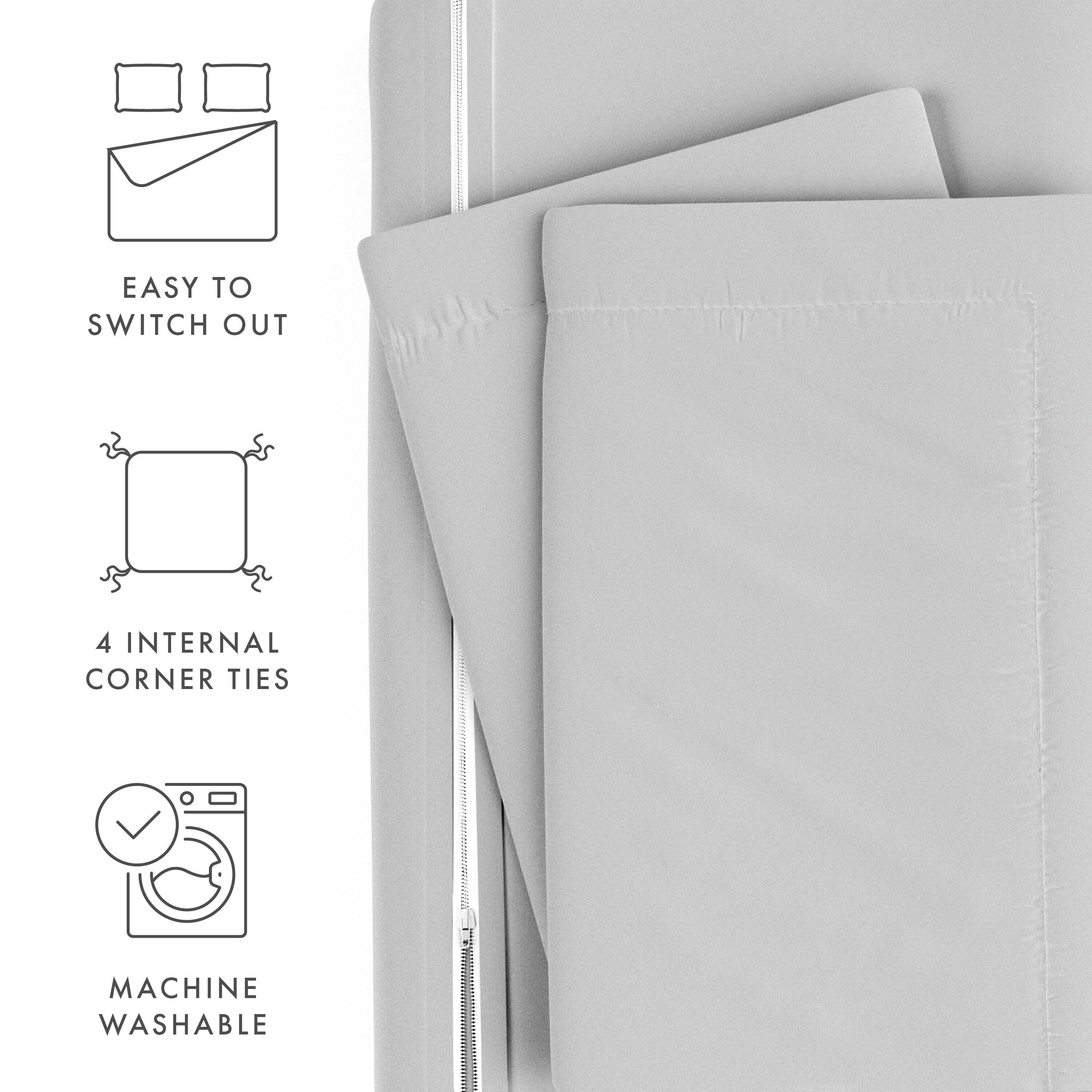 Three Piece King/California King Duvet Cover Set, Light Gray, large