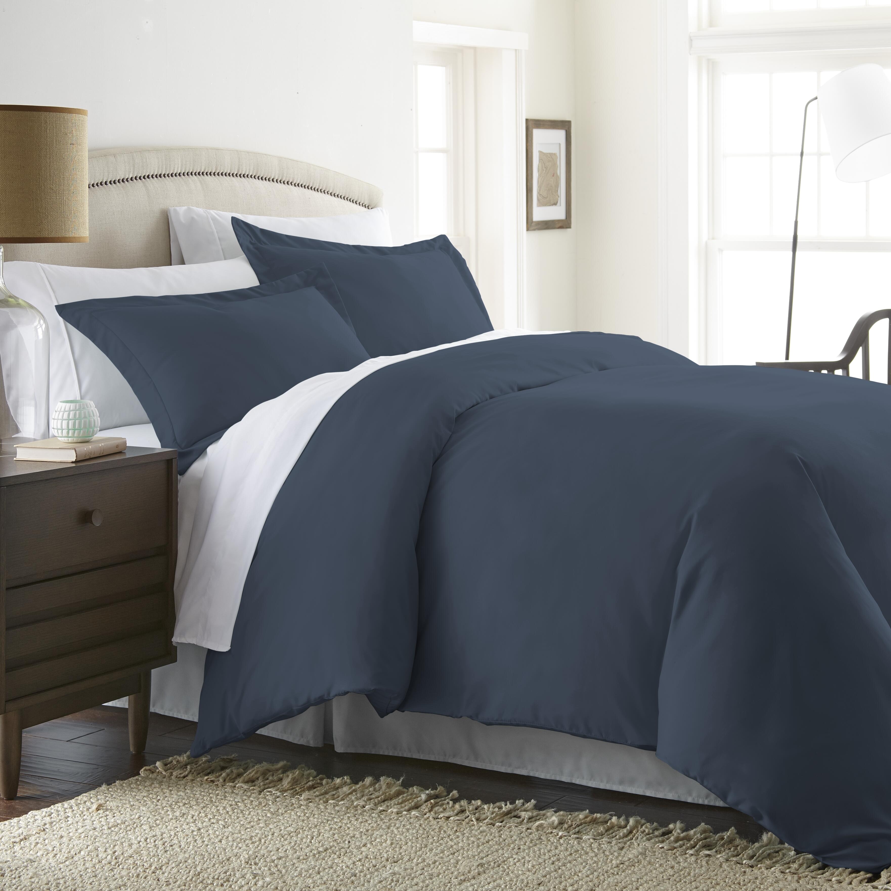 Three Piece King/California King Duvet Cover Set, Navy, large