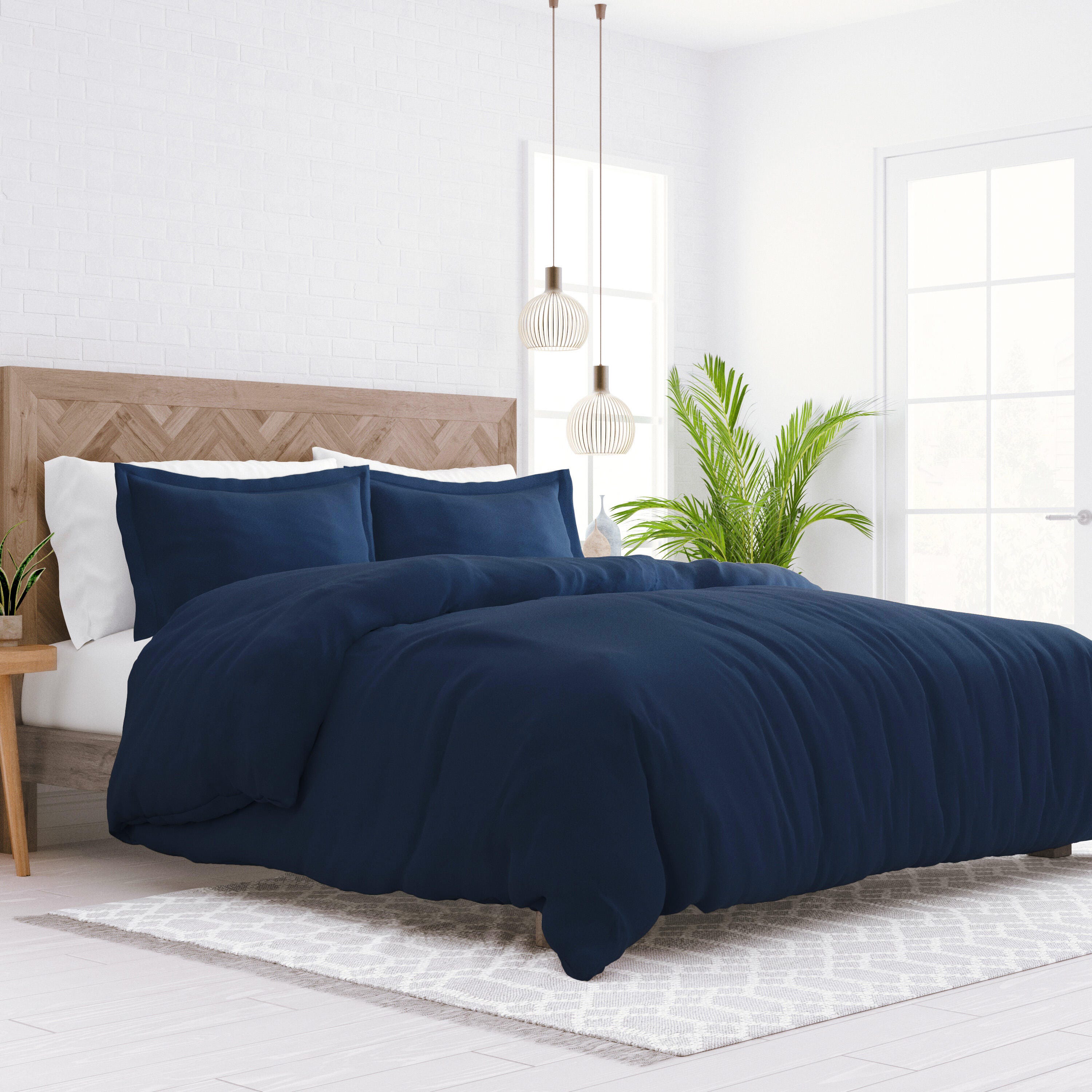 Three Piece King/California King Duvet Cover Set, Navy, large