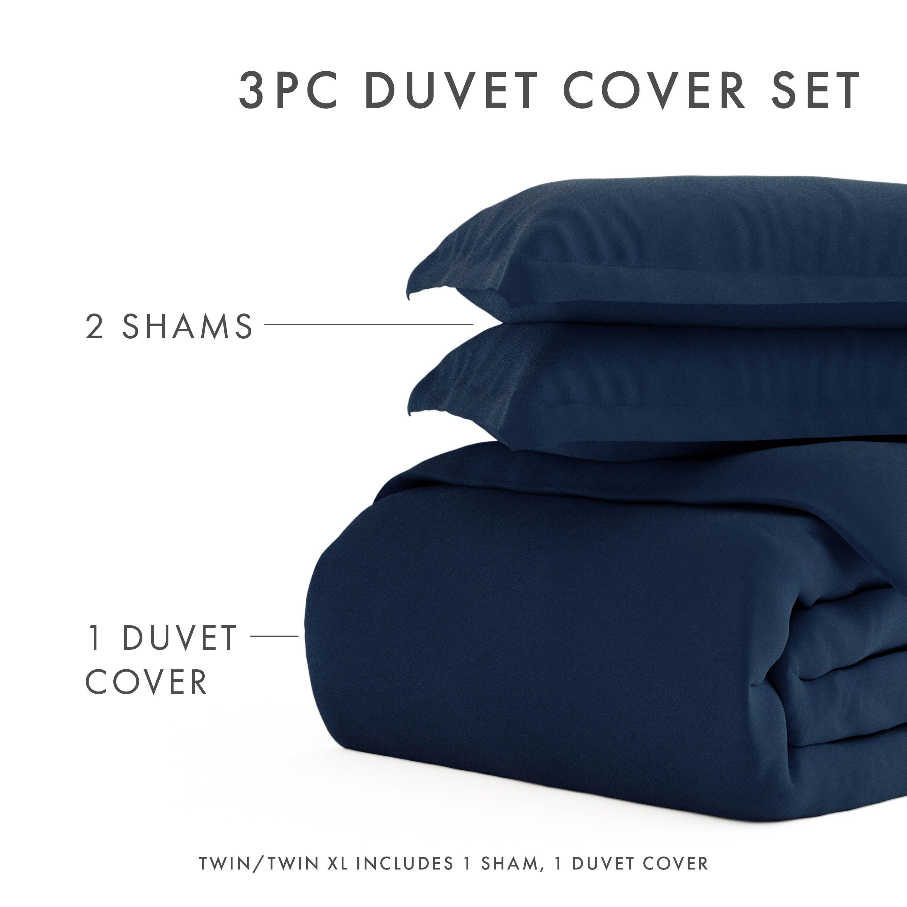 Three Piece King/California King Duvet Cover Set, Navy, large
