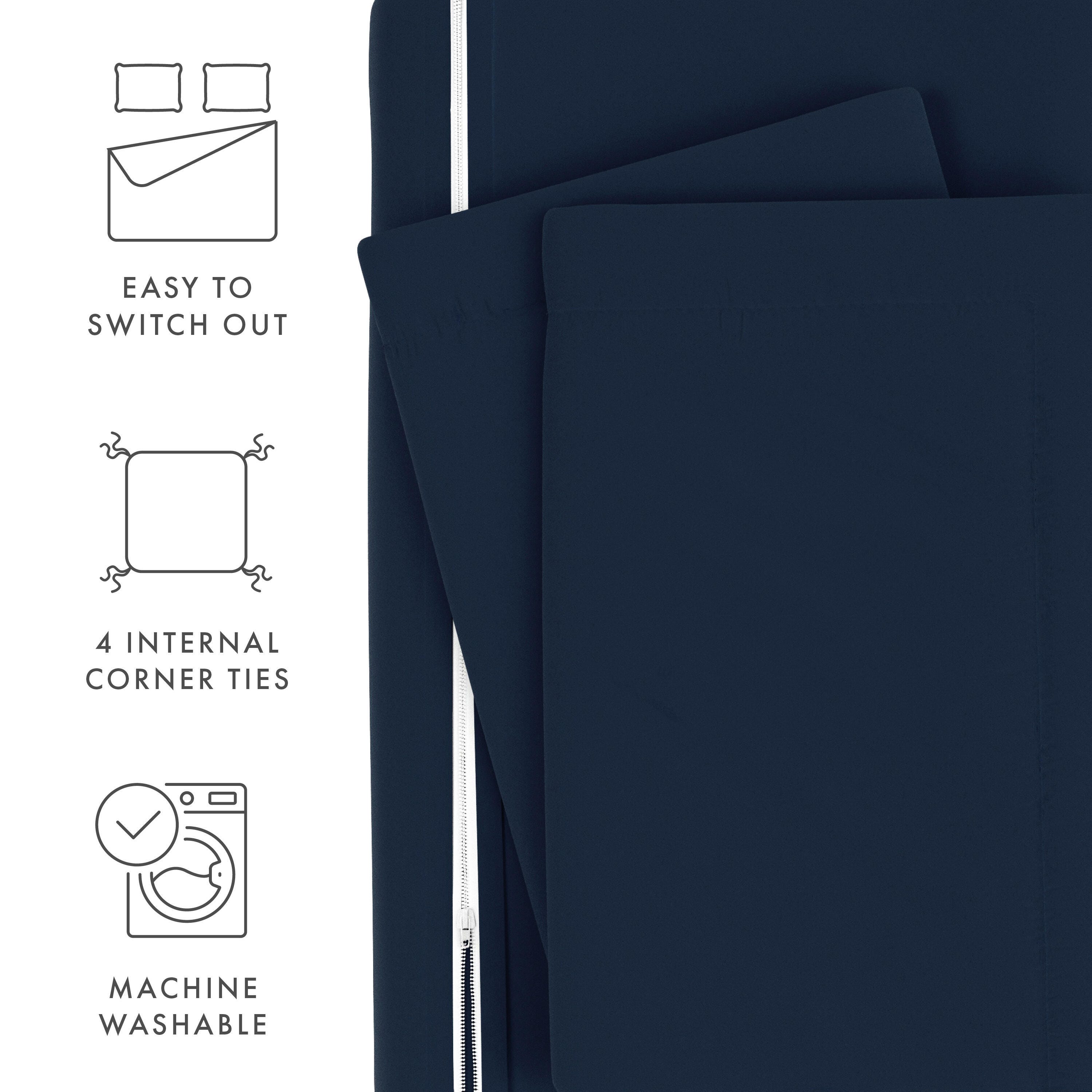 Three Piece King/California King Duvet Cover Set, Navy, large