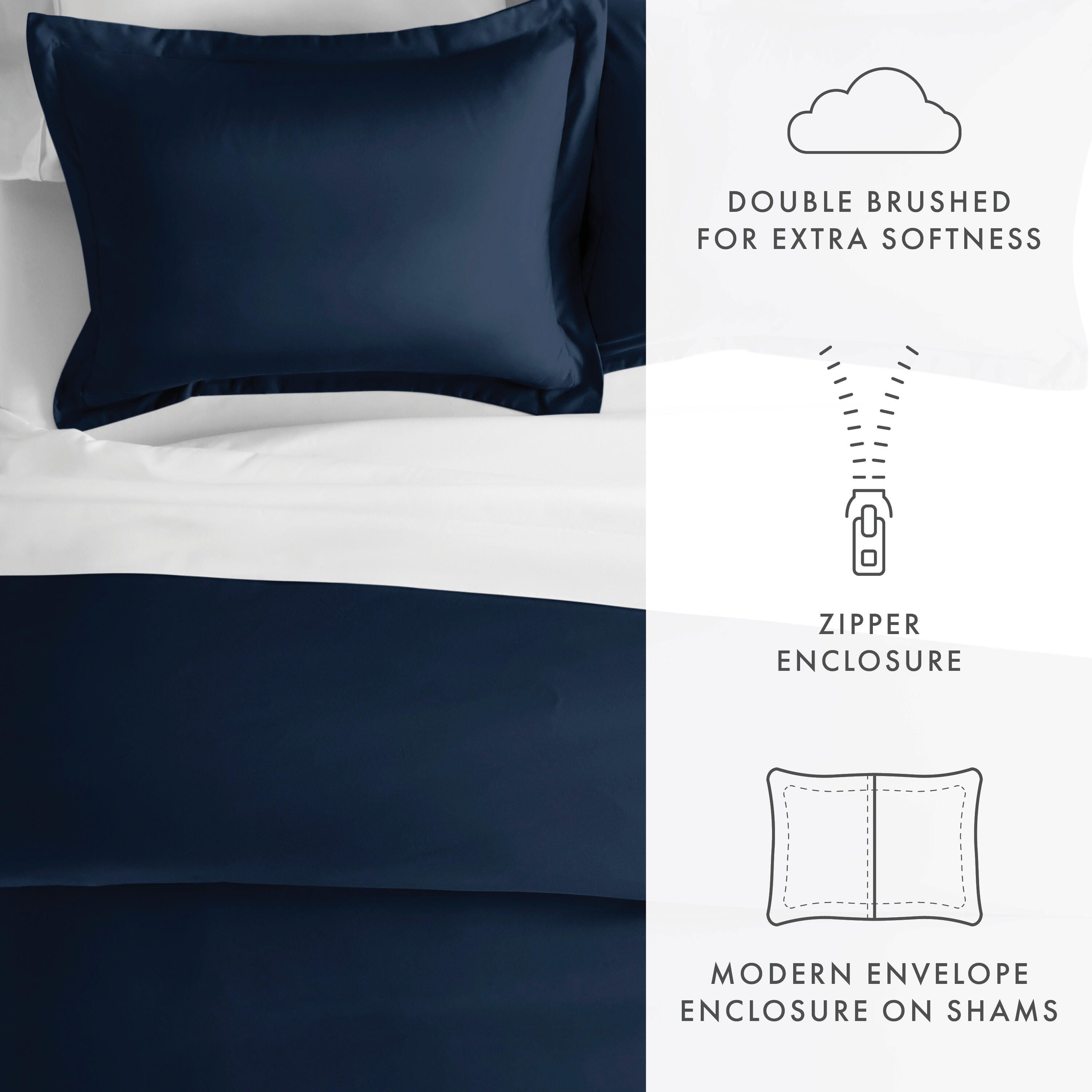 Three Piece King/California King Duvet Cover Set, Navy, large