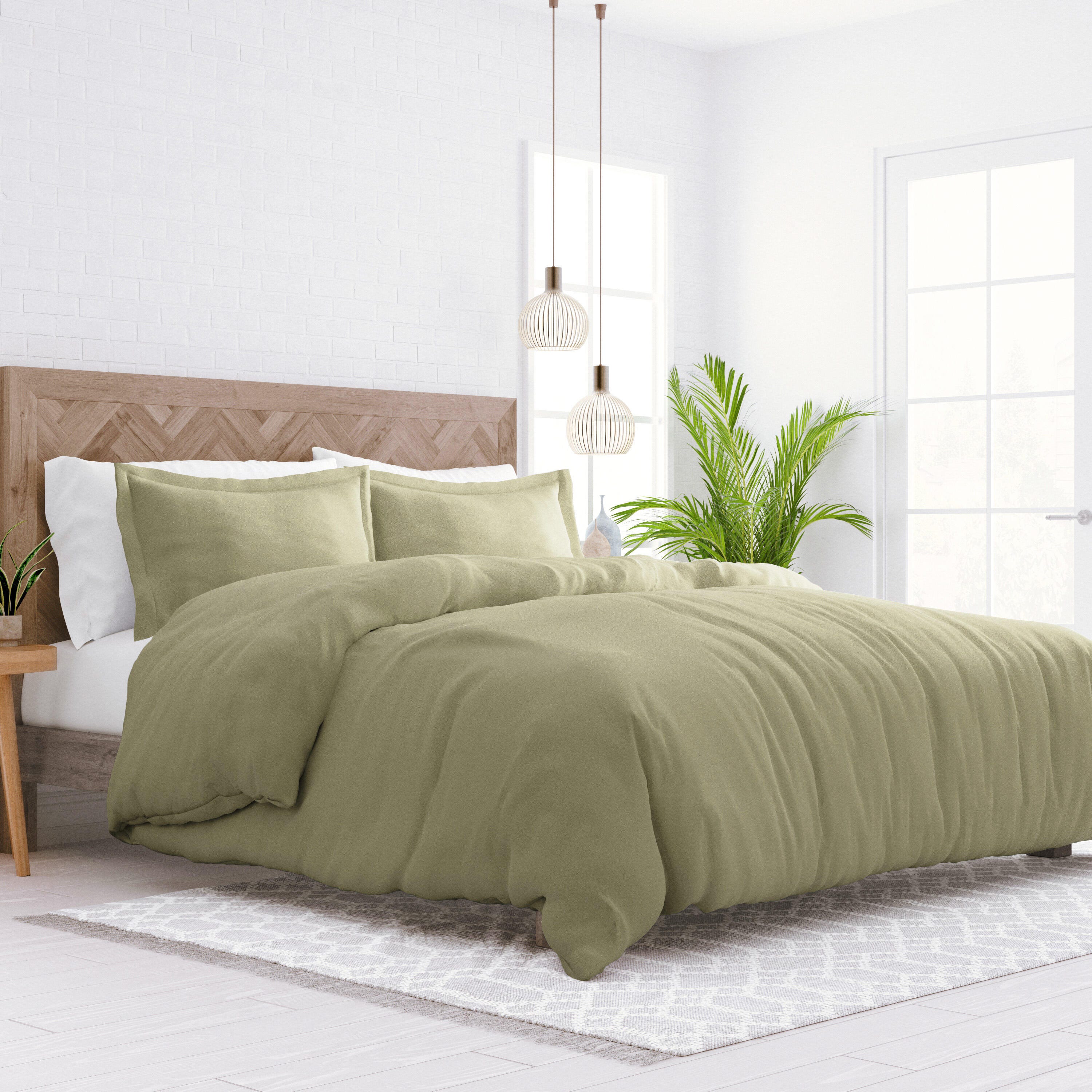 Three Piece King/California King Duvet Cover Set, Sage, large