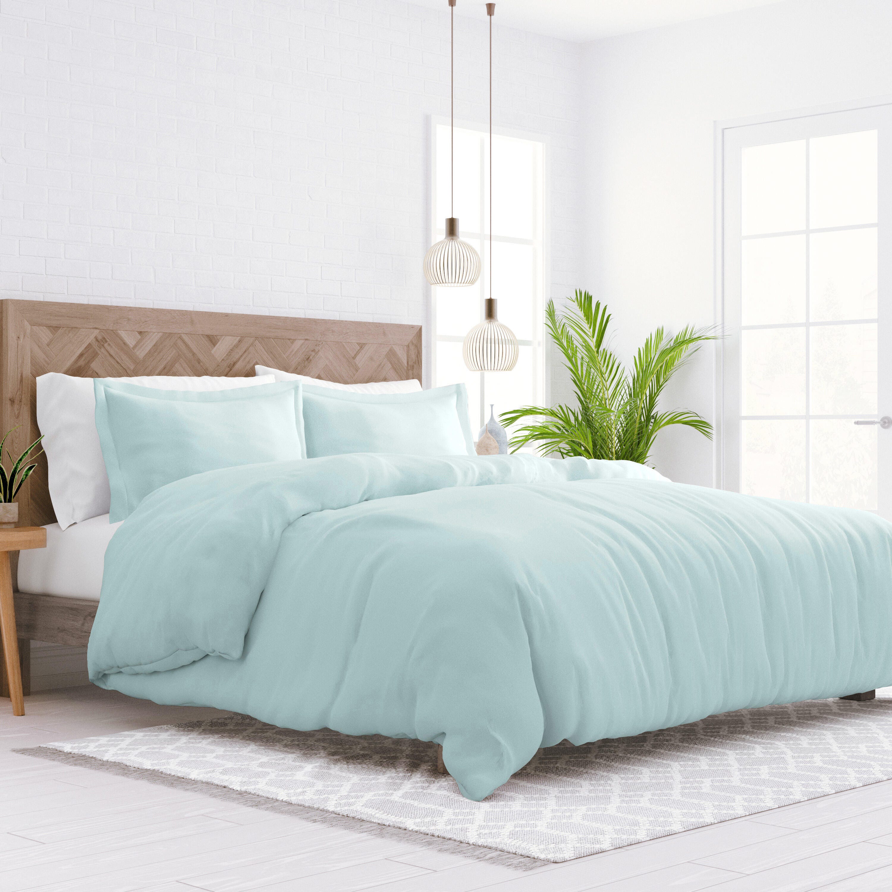 Three Piece Full/Queen Duvet Cover Set, Aqua, large