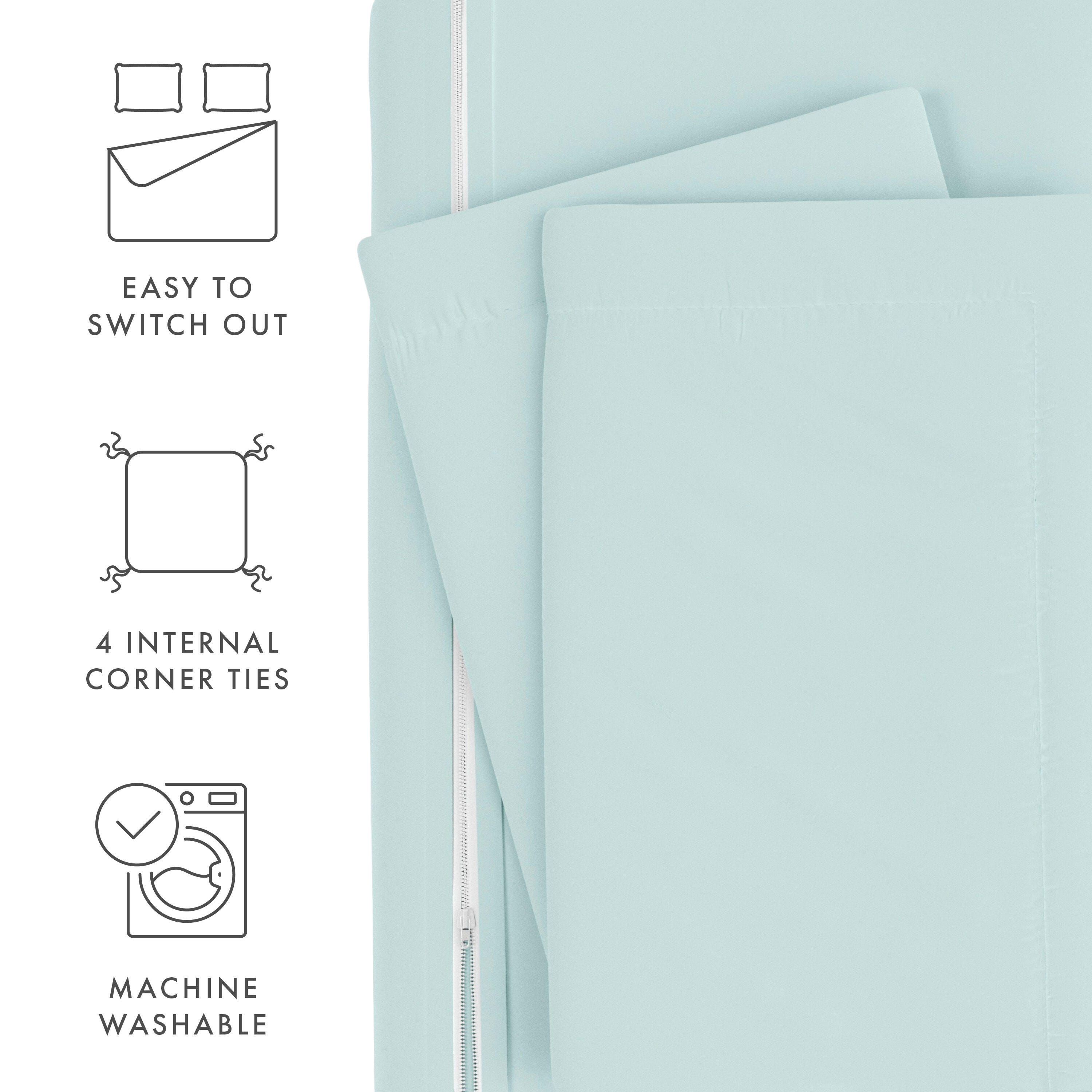 Three Piece Full/Queen Duvet Cover Set, Aqua, large