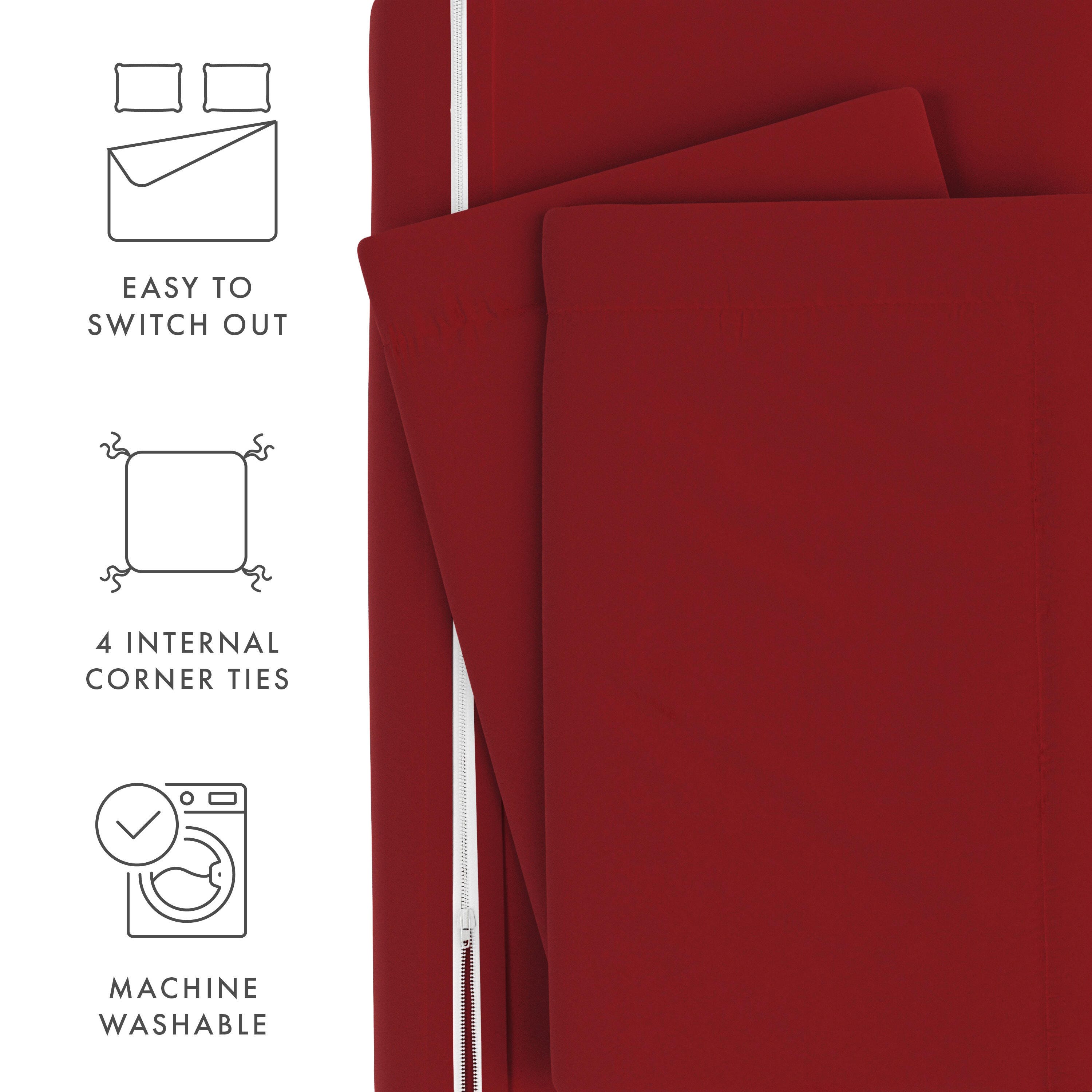 Three Piece Full/Queen Duvet Cover Set, Burgundy, large