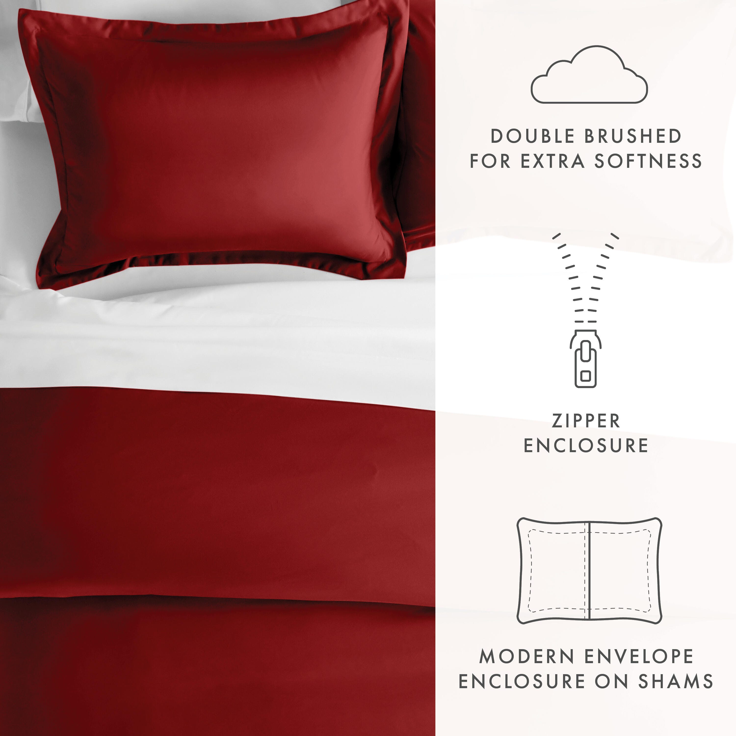 Three Piece Full/Queen Duvet Cover Set, Burgundy, large