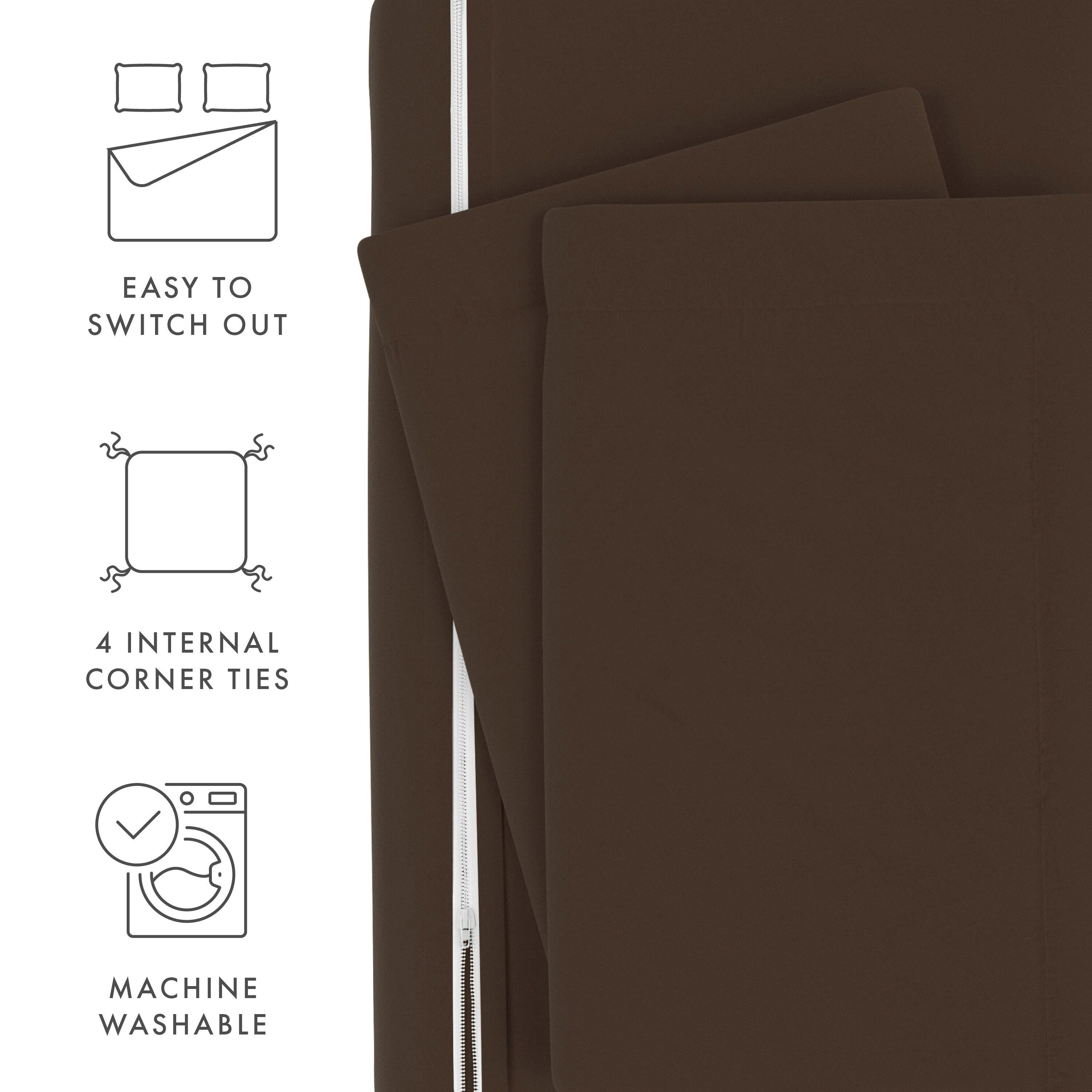Three Piece Full/Queen Duvet Cover Set, Chocolate, large