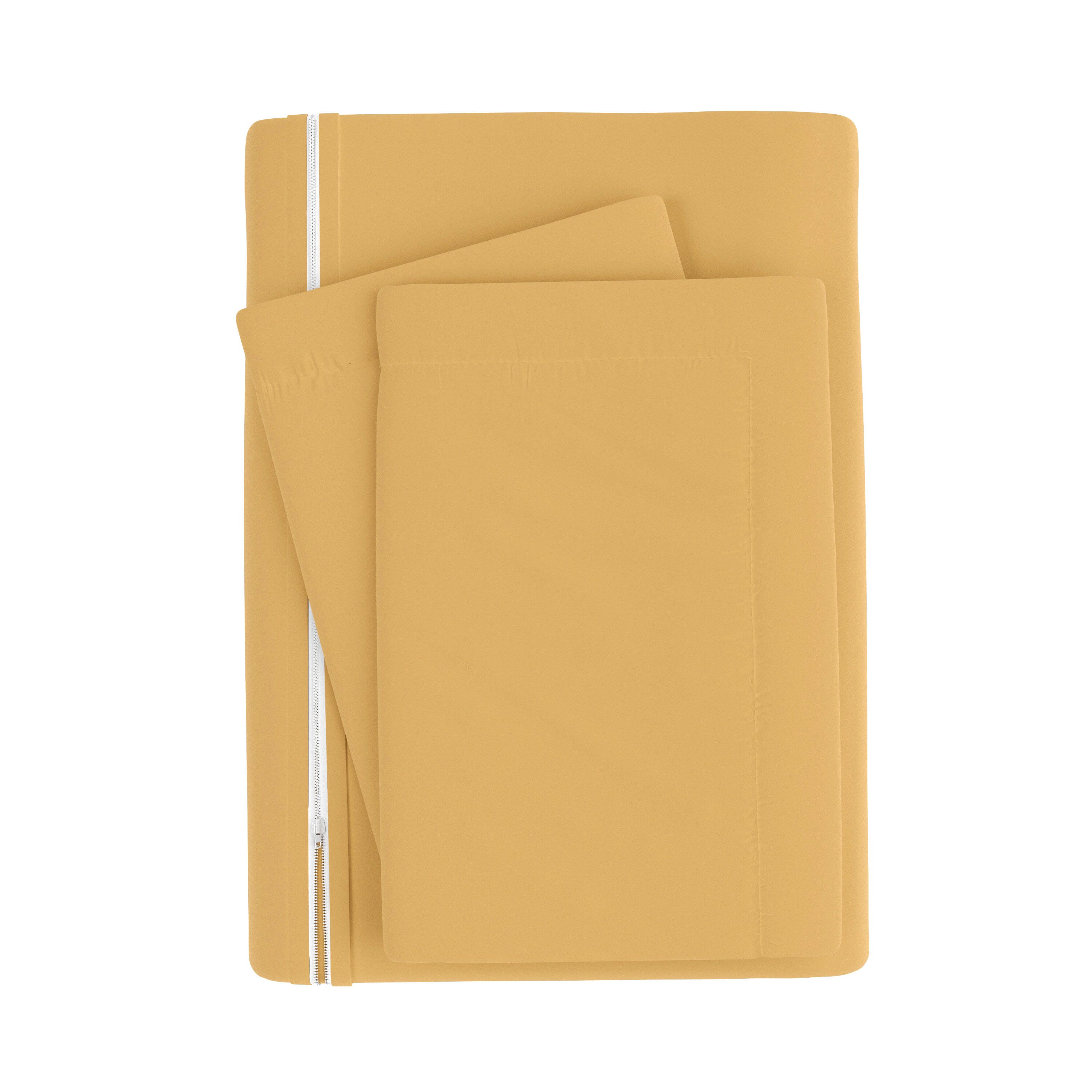 Three Piece Full/Queen Duvet Cover Set, Gold, large