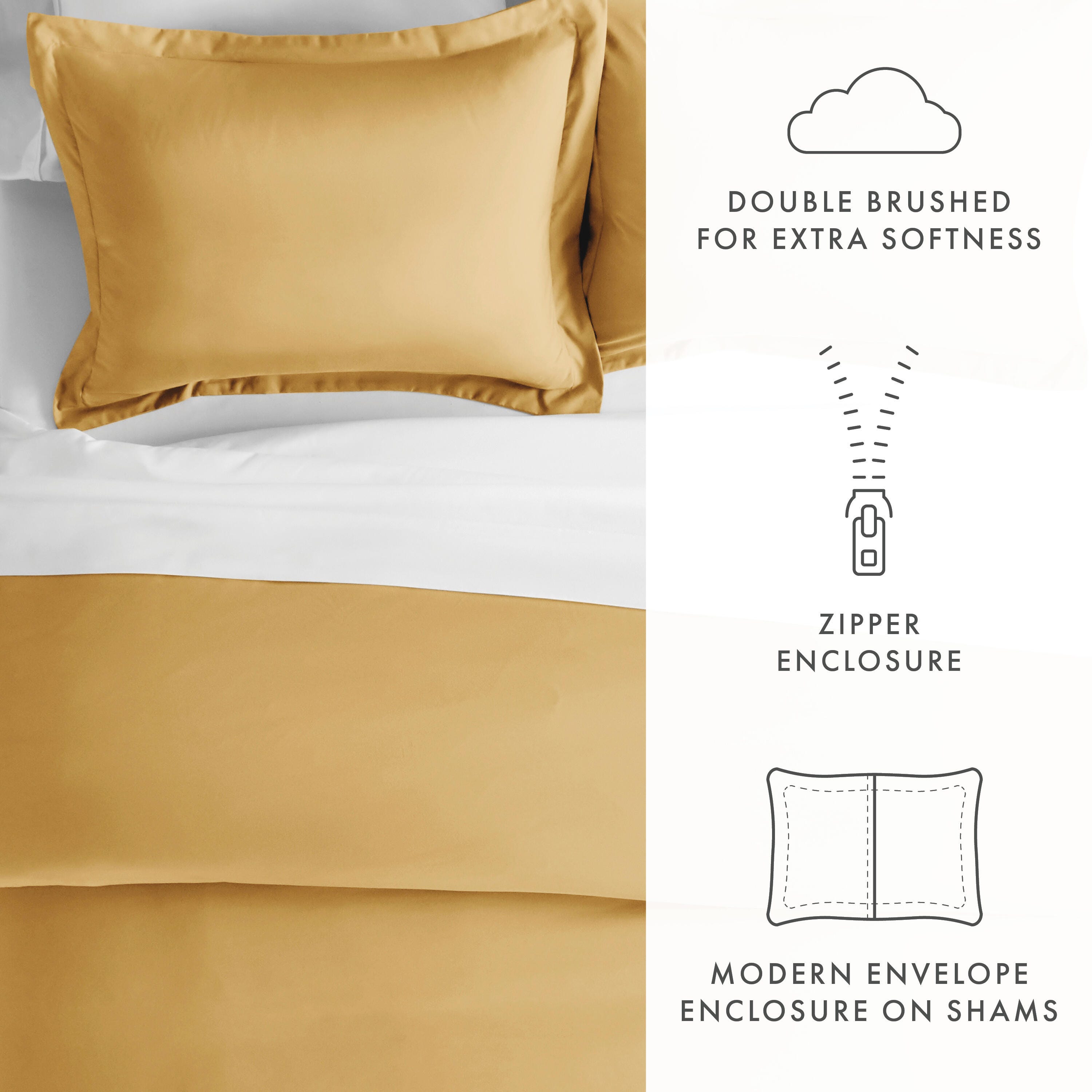 Three Piece Full/Queen Duvet Cover Set, Gold, large