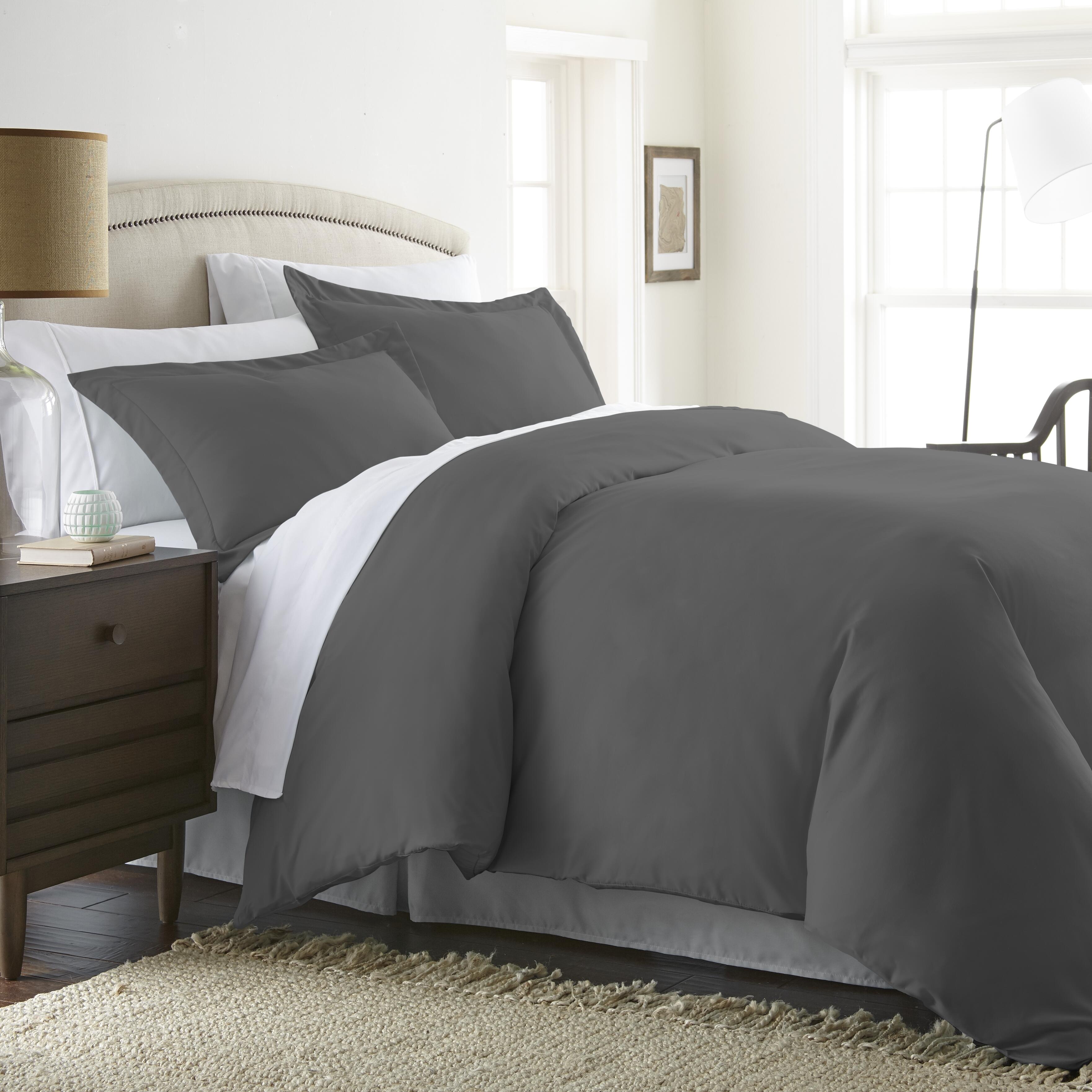 Three Piece Full/Queen Duvet Cover Set, Gray, large