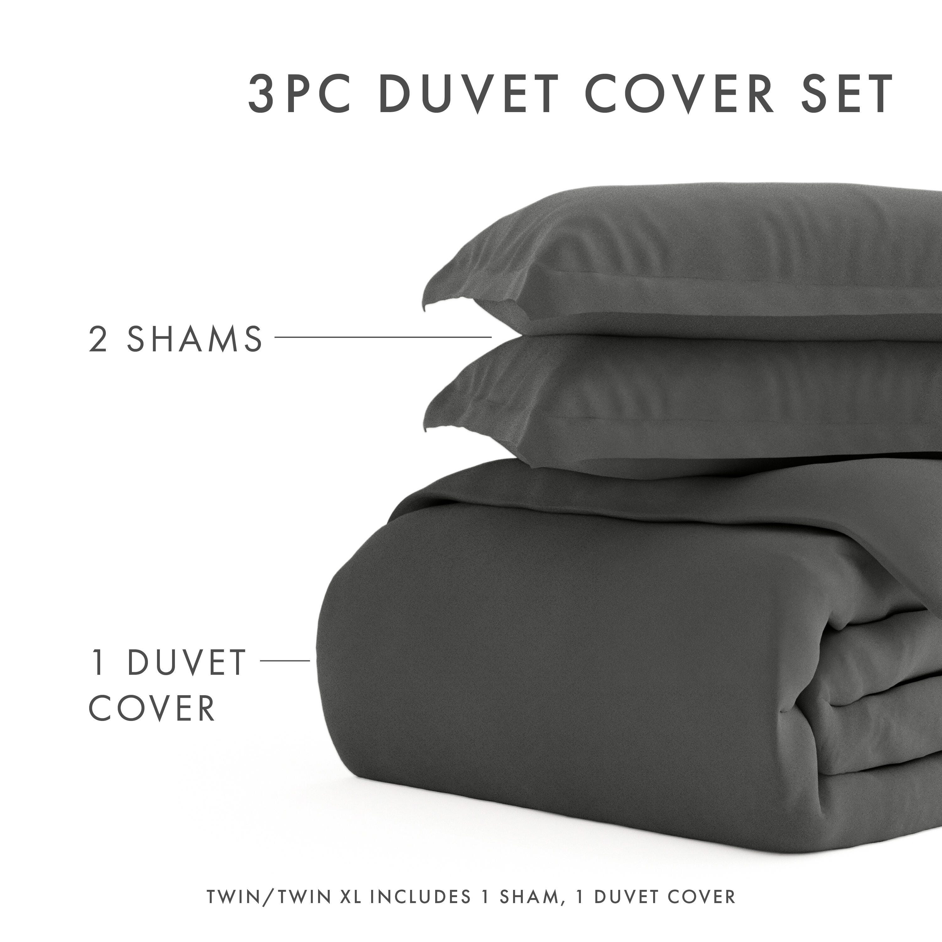 Three Piece Full/Queen Duvet Cover Set, Gray, large
