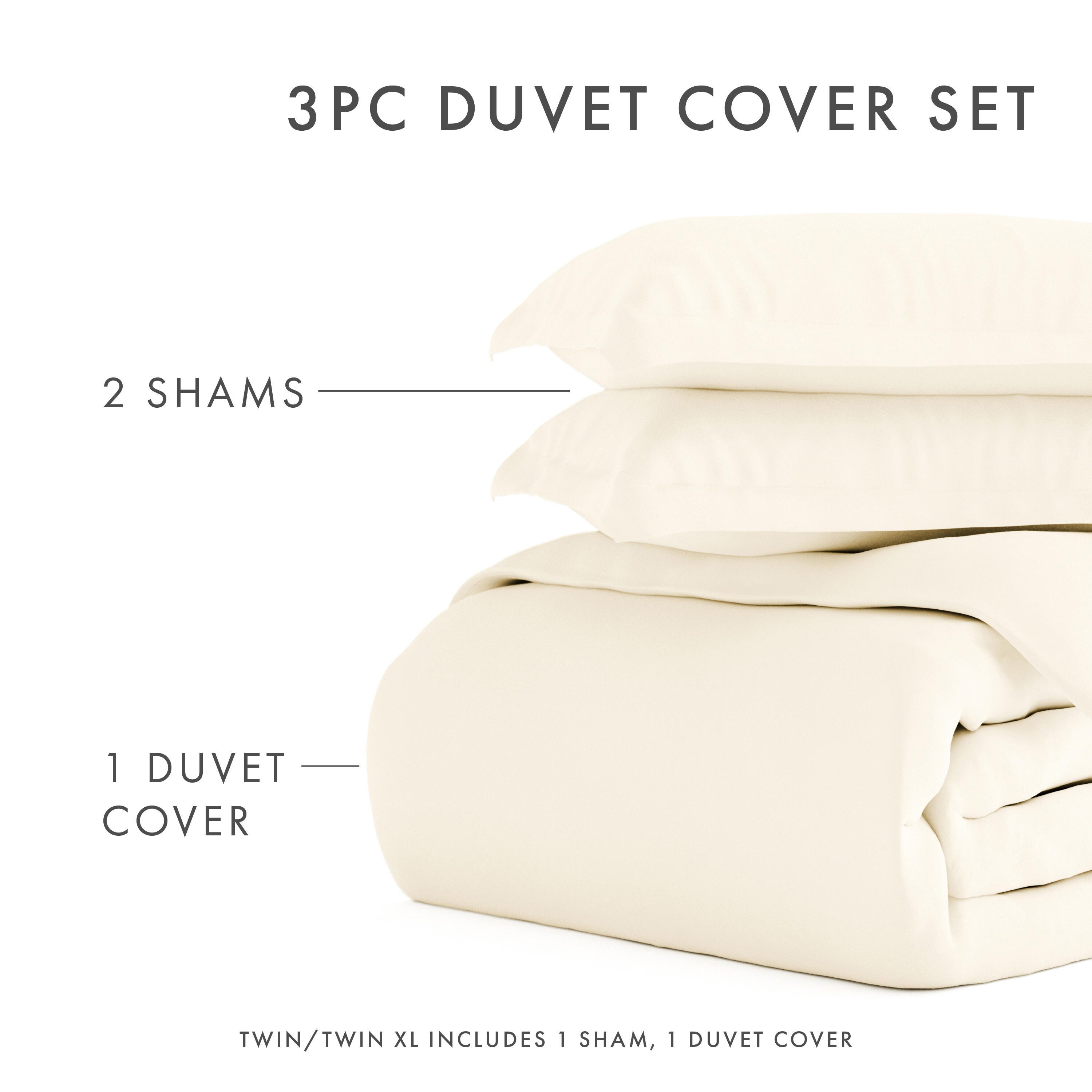 Three Piece Full/Queen Duvet Cover Set, Ivory, large