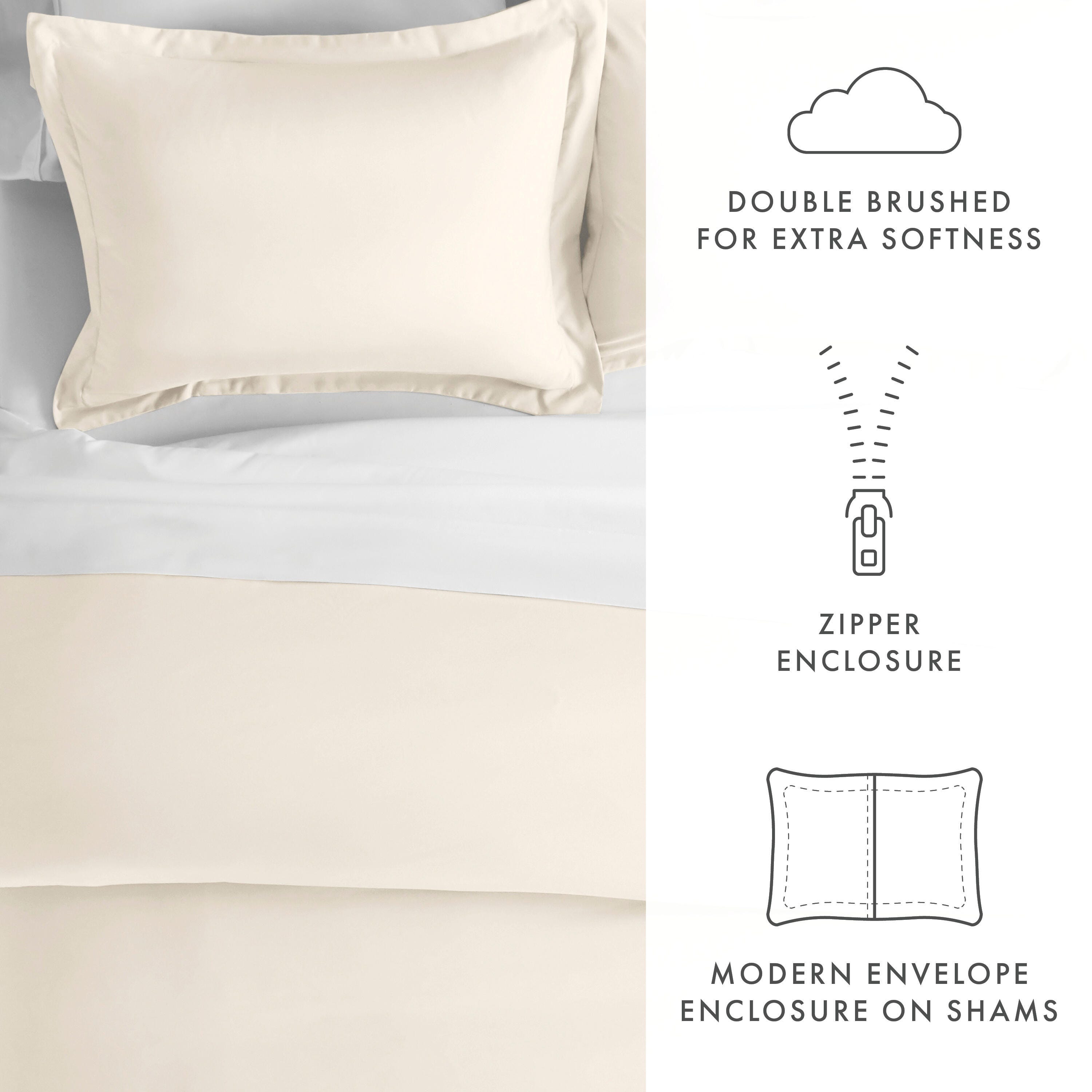 Three Piece Full/Queen Duvet Cover Set, Ivory, large