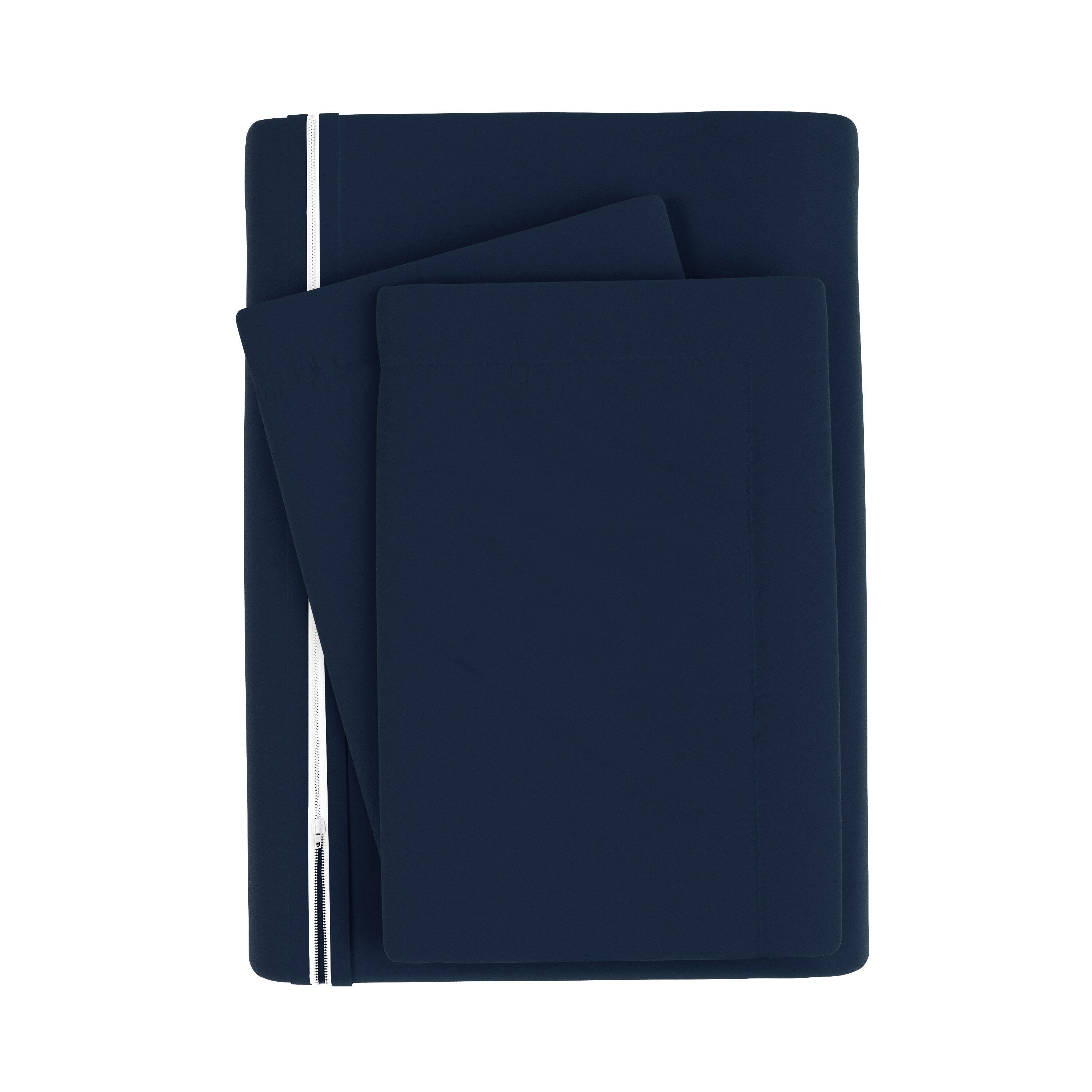 Three Piece Full/Queen Duvet Cover Set, Navy, large