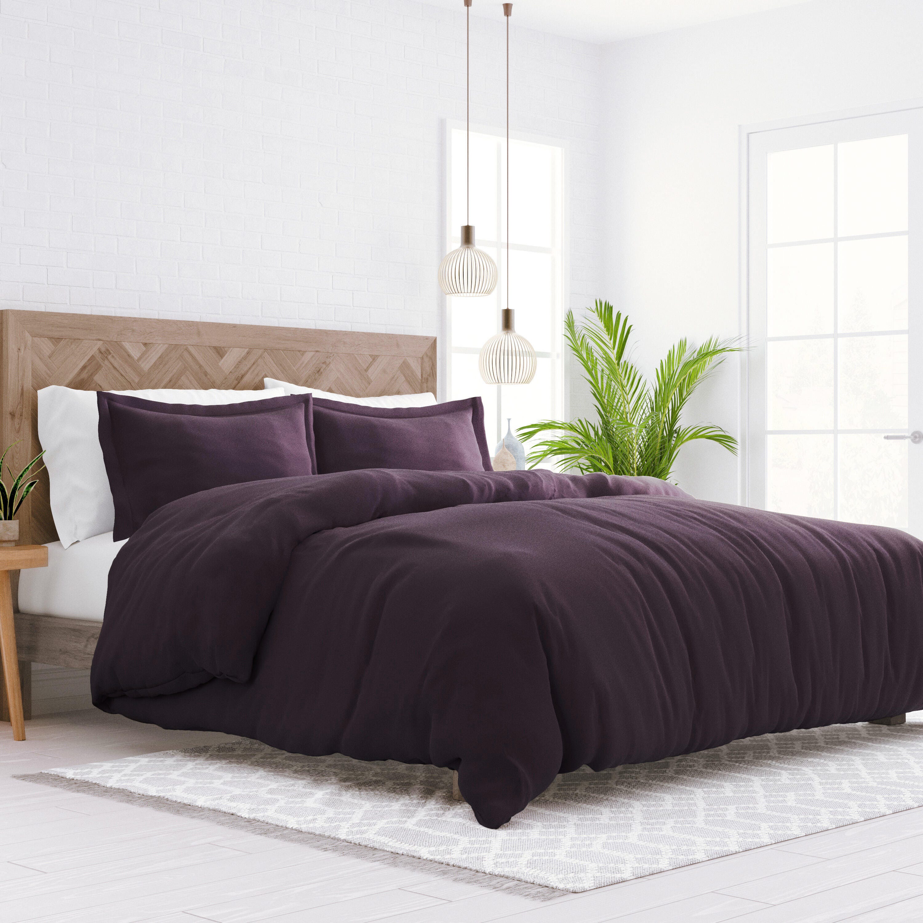 Three Piece Full/Queen Duvet Cover Set, Purple, large