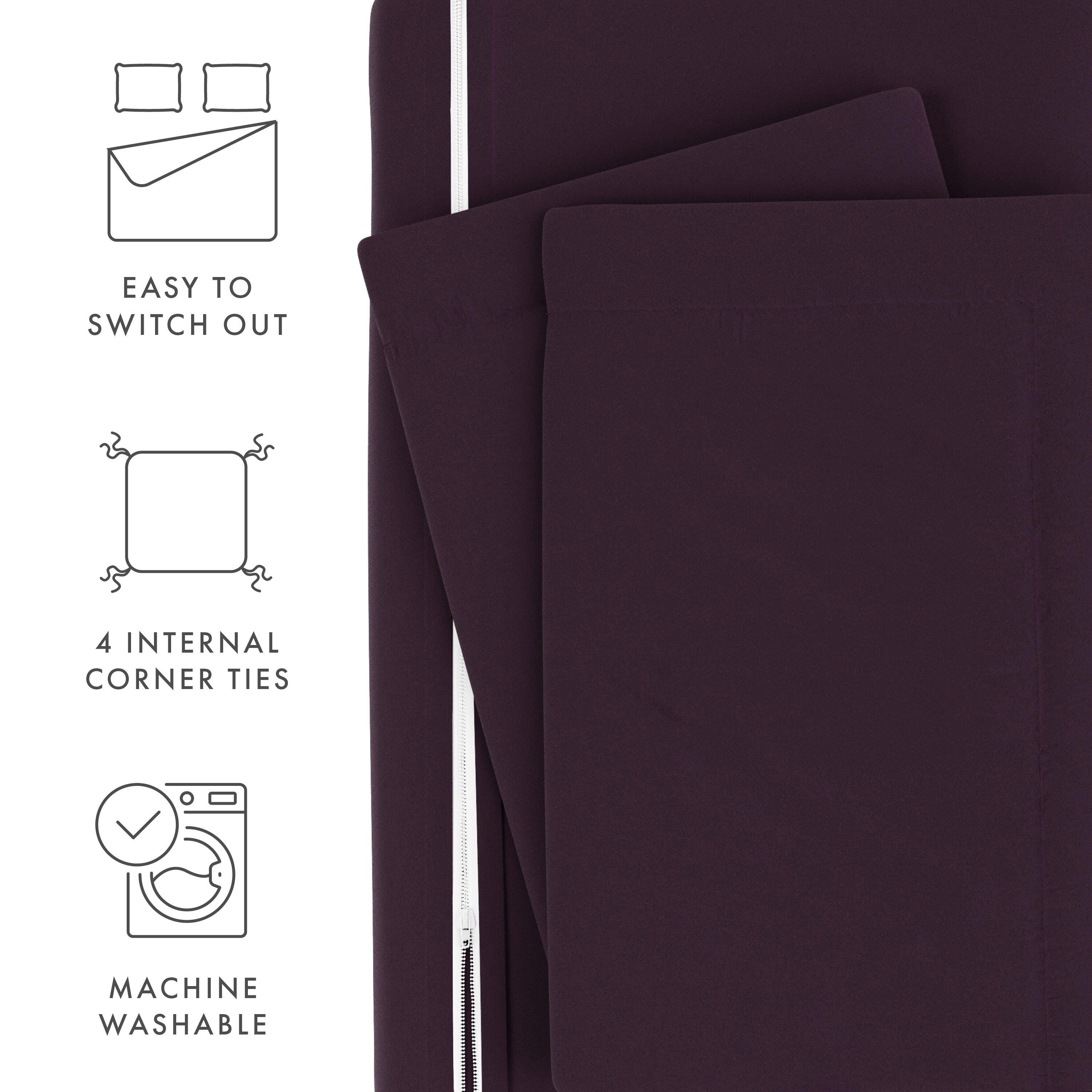 Three Piece Full/Queen Duvet Cover Set, Purple, large