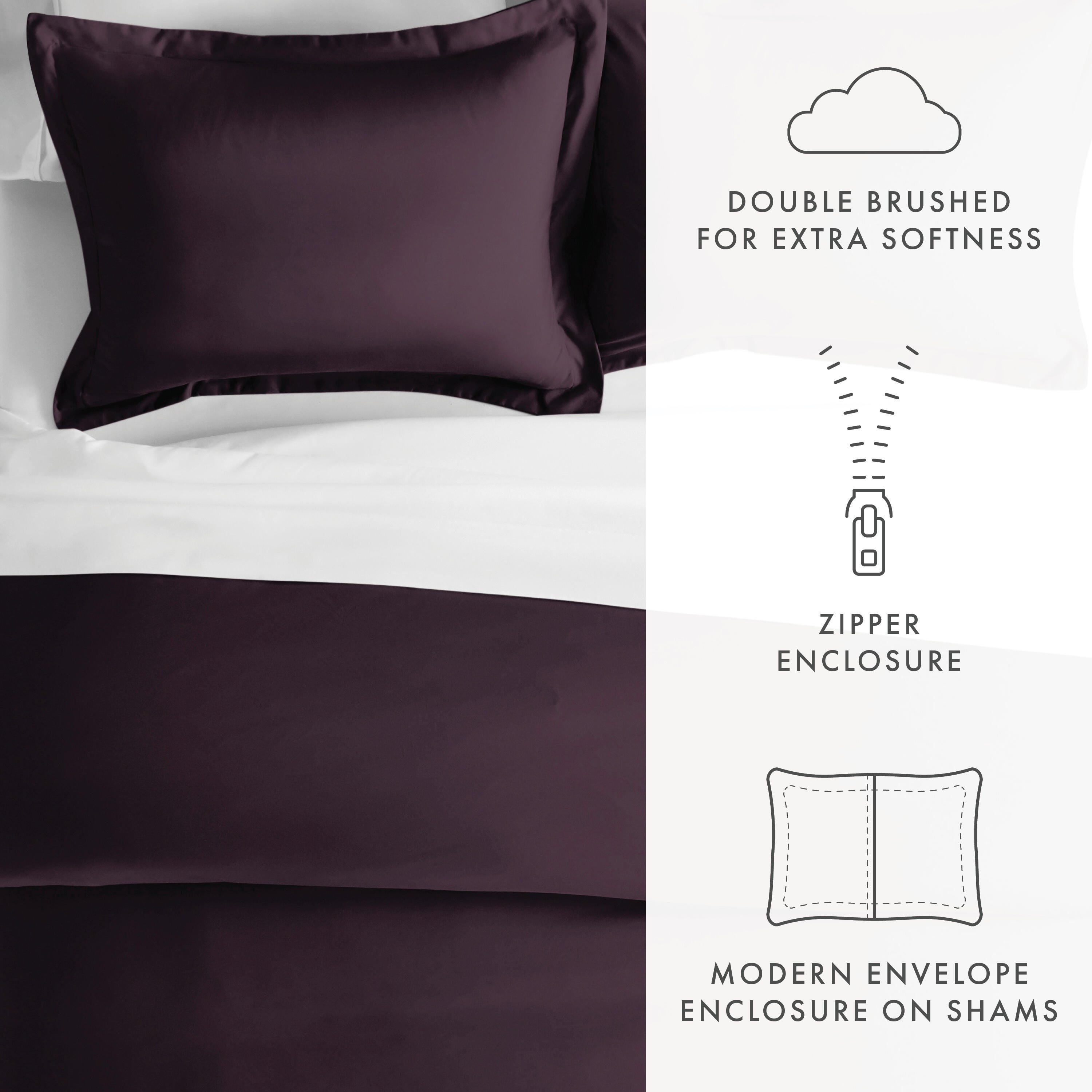 Three Piece Full/Queen Duvet Cover Set, Purple, large
