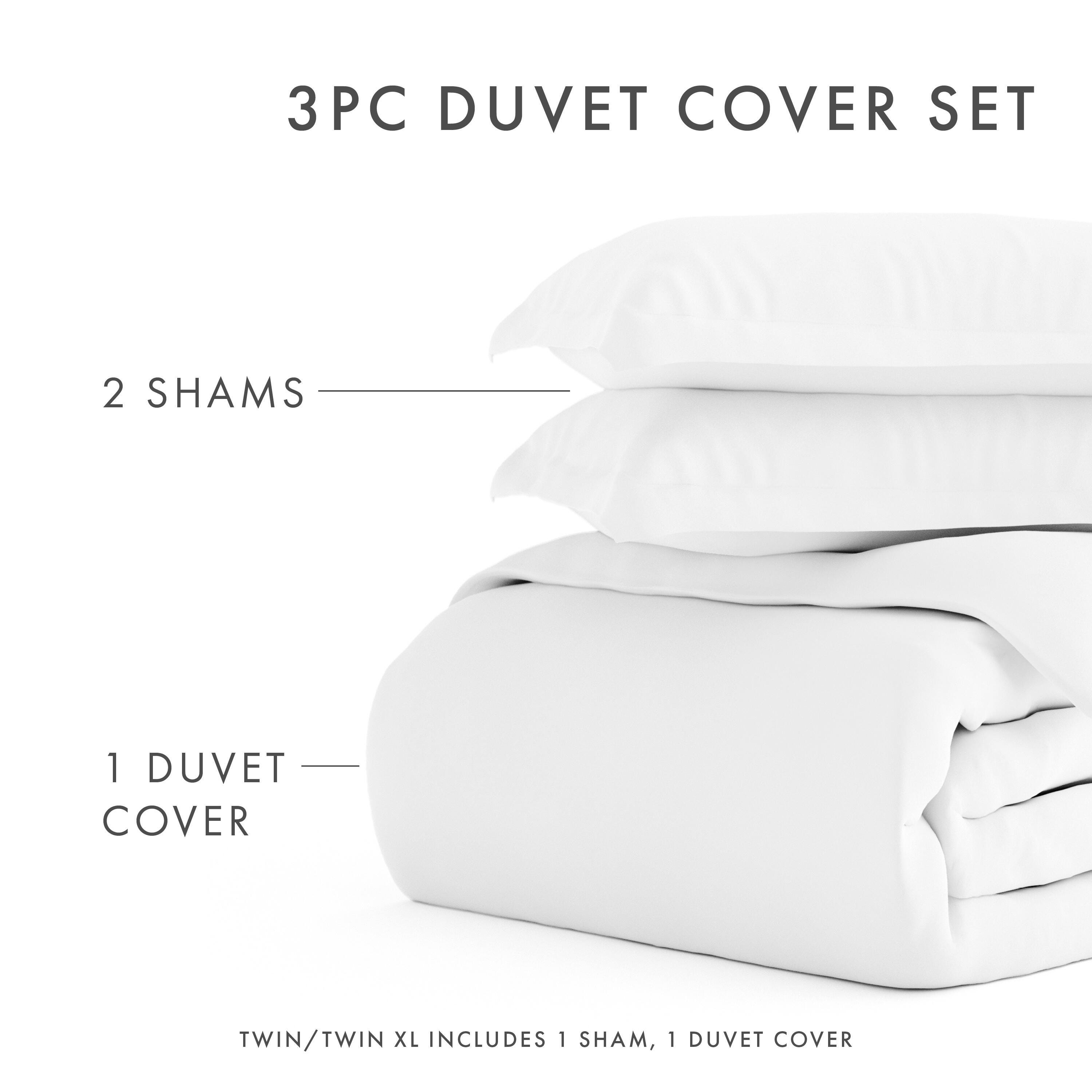 Three Piece Full/Queen Duvet Cover Set, White, large
