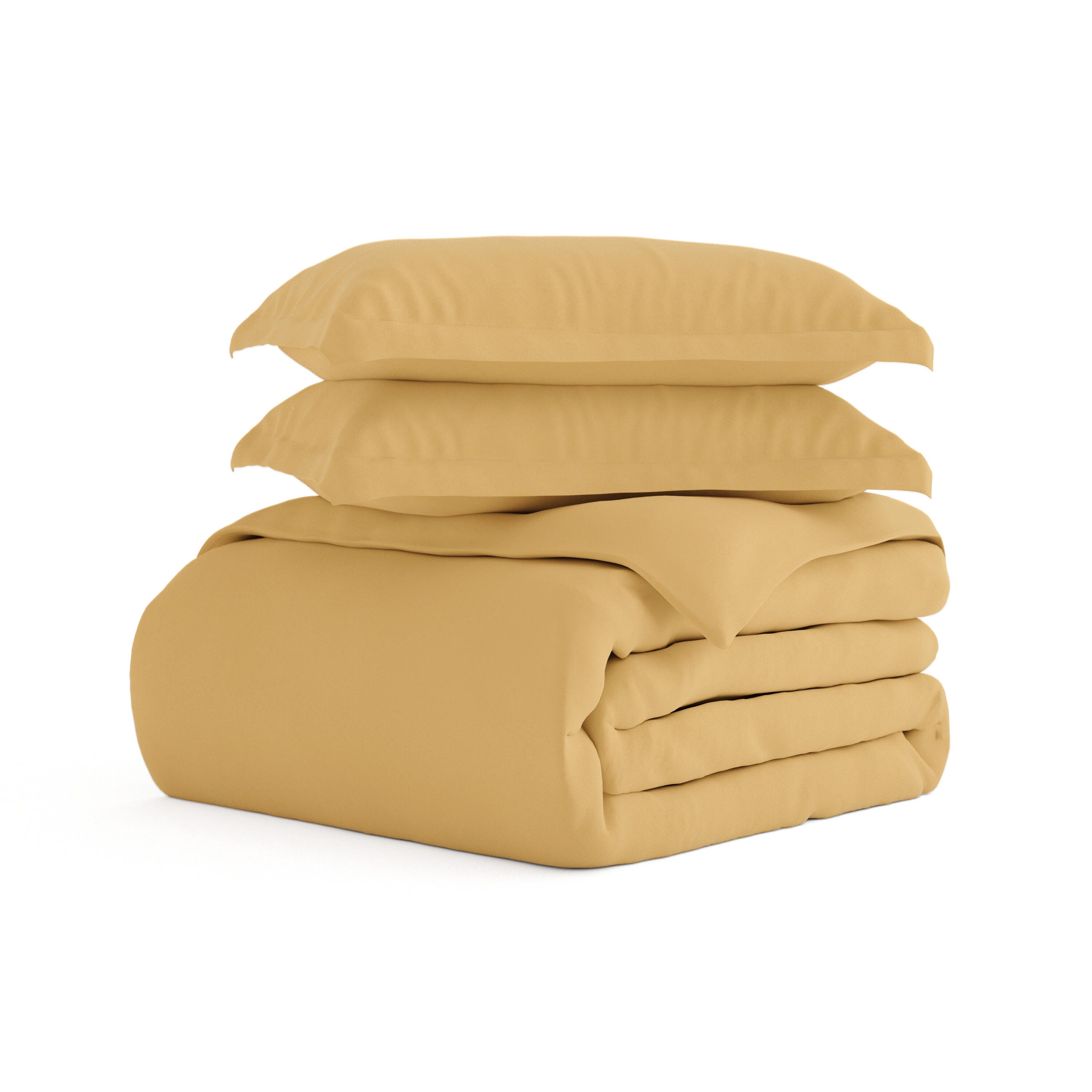 Three Piece Twin/Twin XL Duvet Cover Set, Gold, rollover