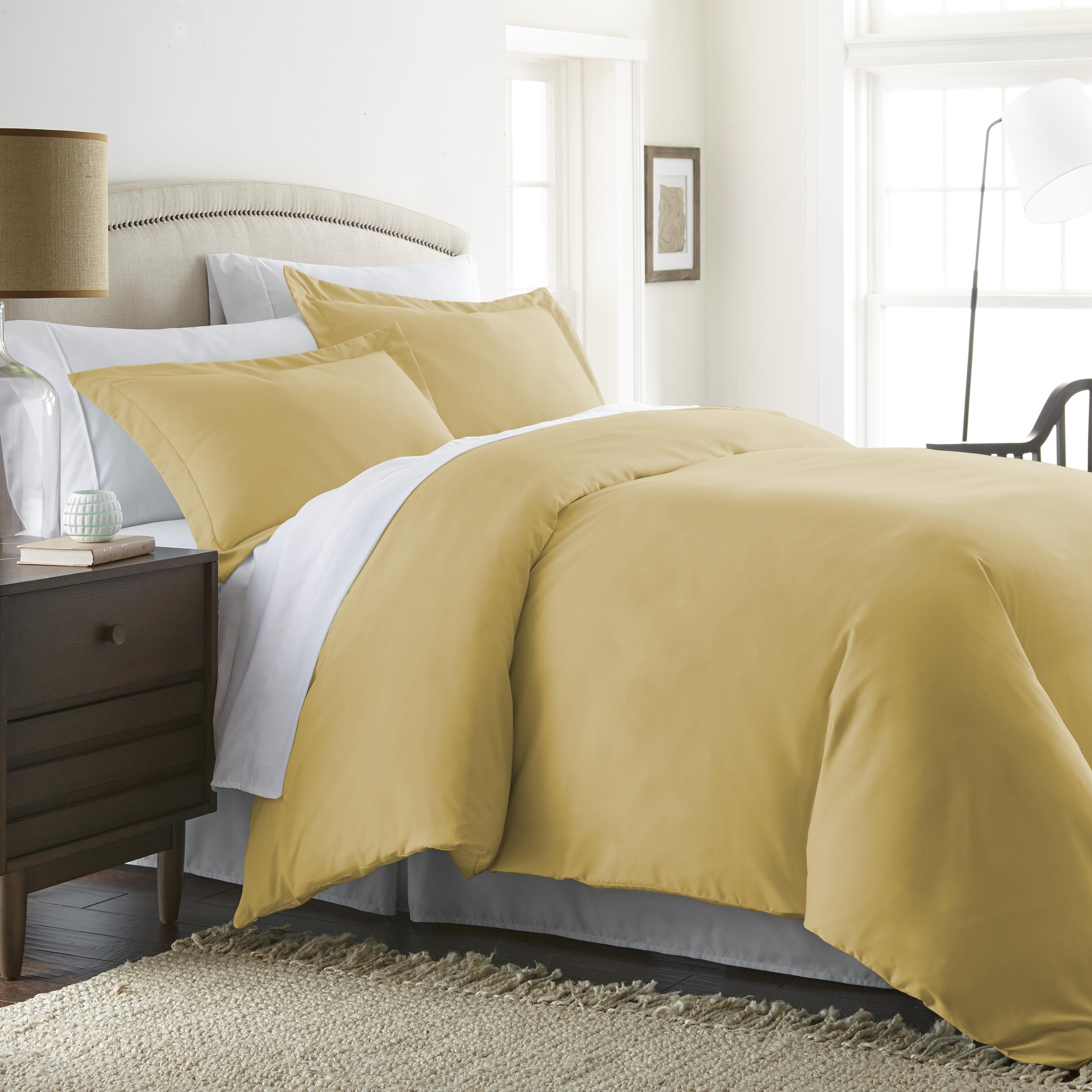 Three Piece Twin/Twin XL Duvet Cover Set, Gold, large