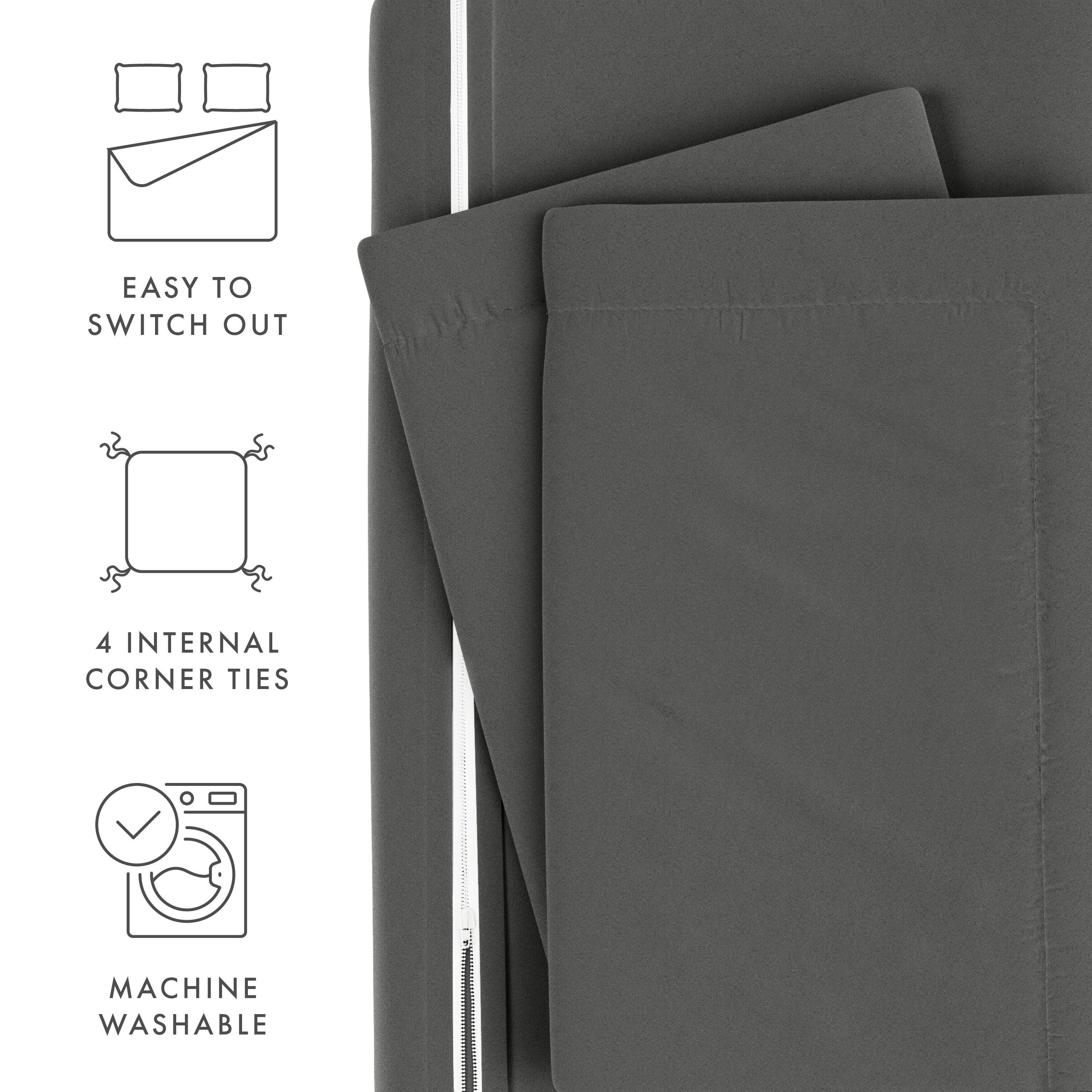 Three Piece Twin/Twin XL Duvet Cover Set, Gray, large