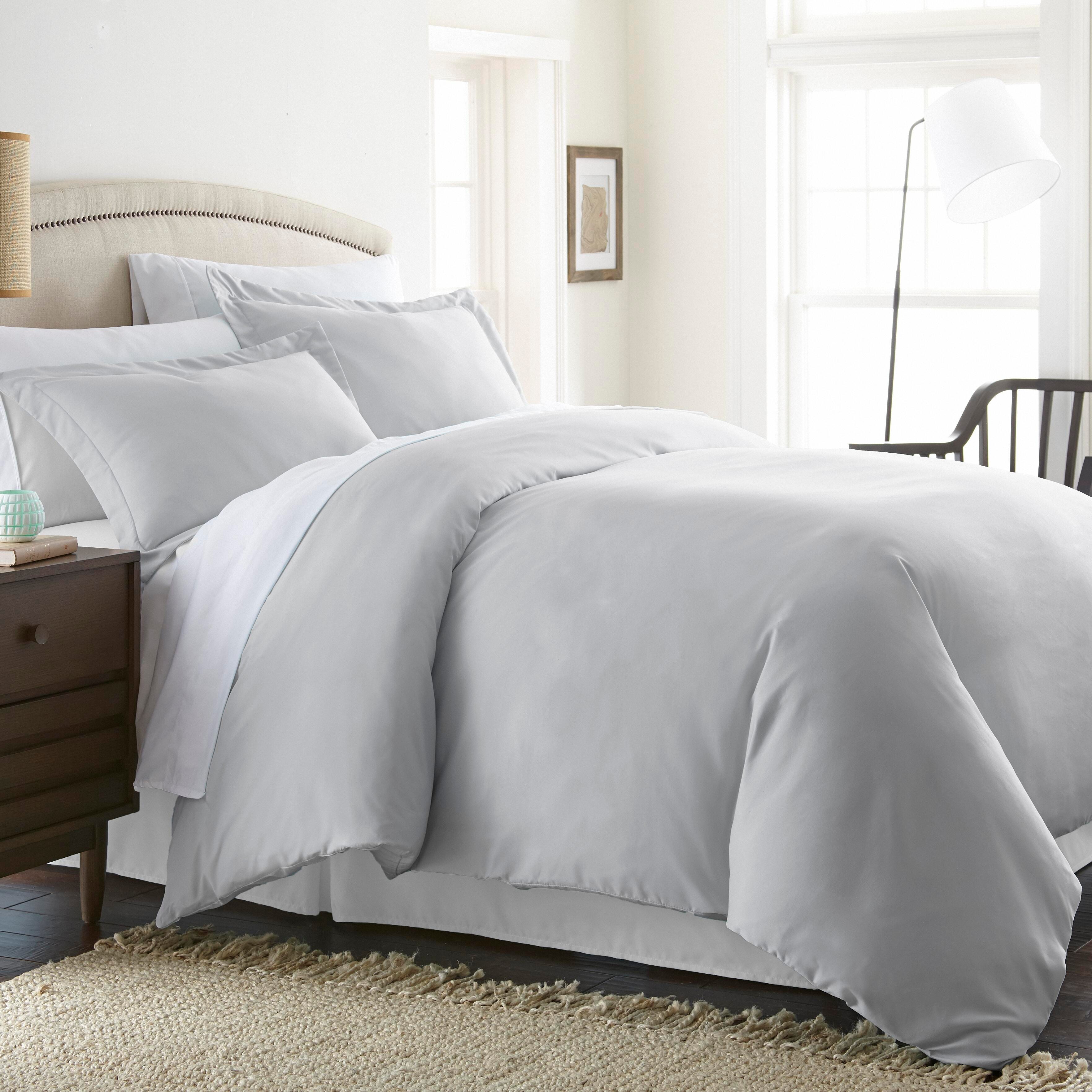 Three Piece Twin/Twin XL Duvet Cover Set, Light Gray, large