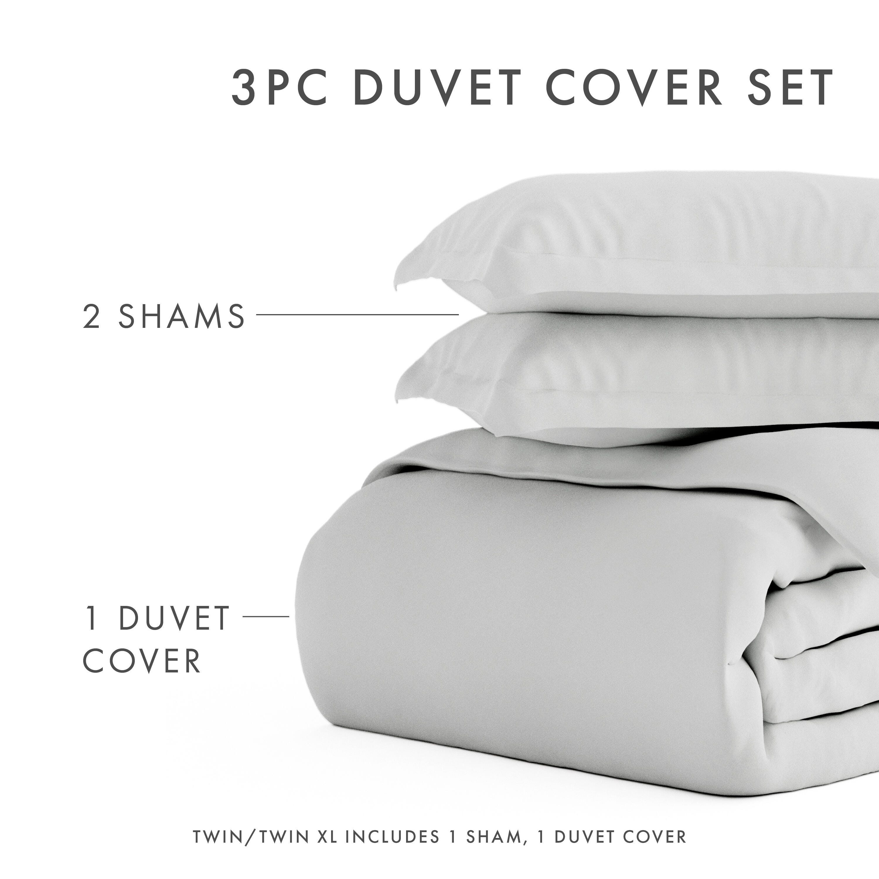 Three Piece Twin/Twin XL Duvet Cover Set, Light Gray, large