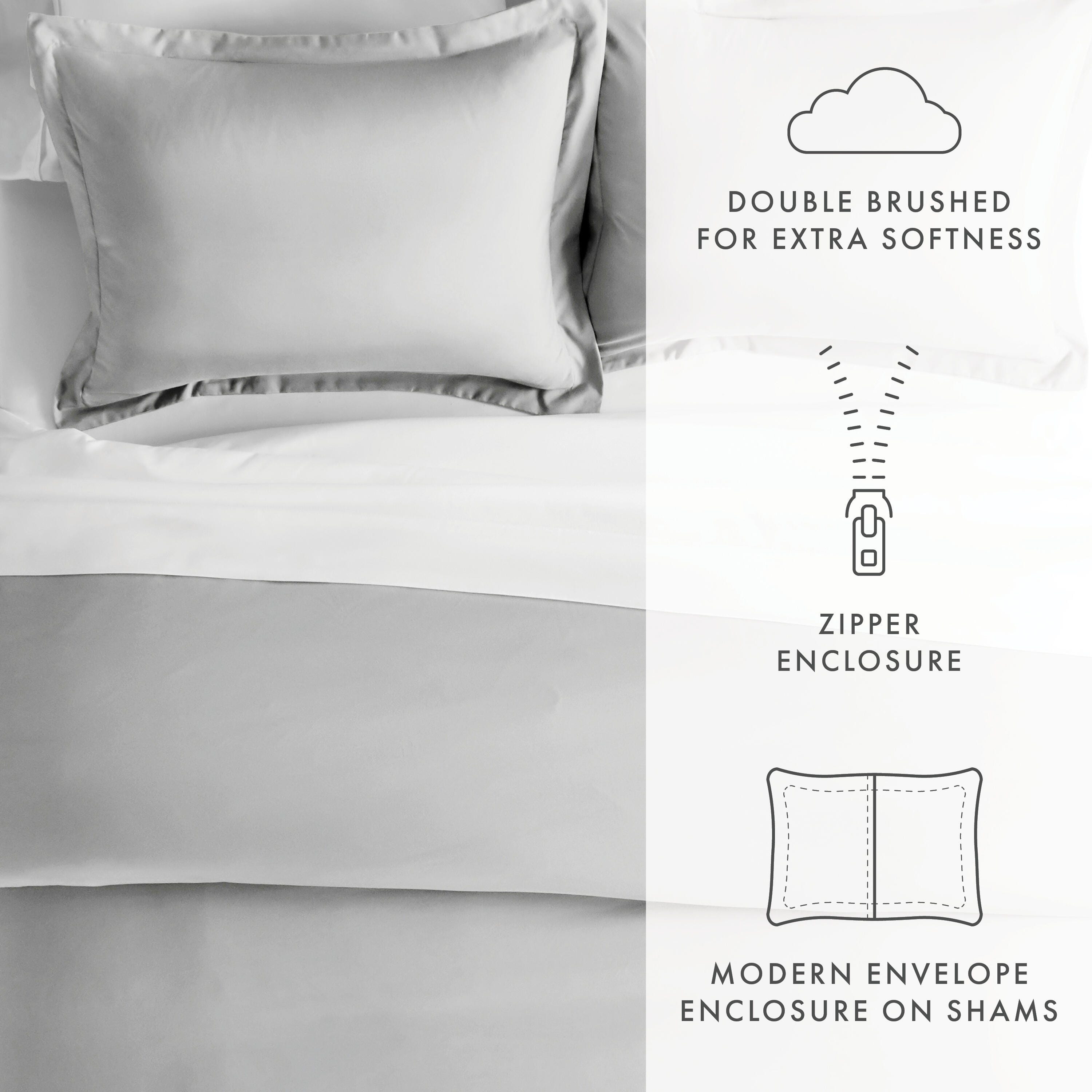 Three Piece Twin/Twin XL Duvet Cover Set, Light Gray, large