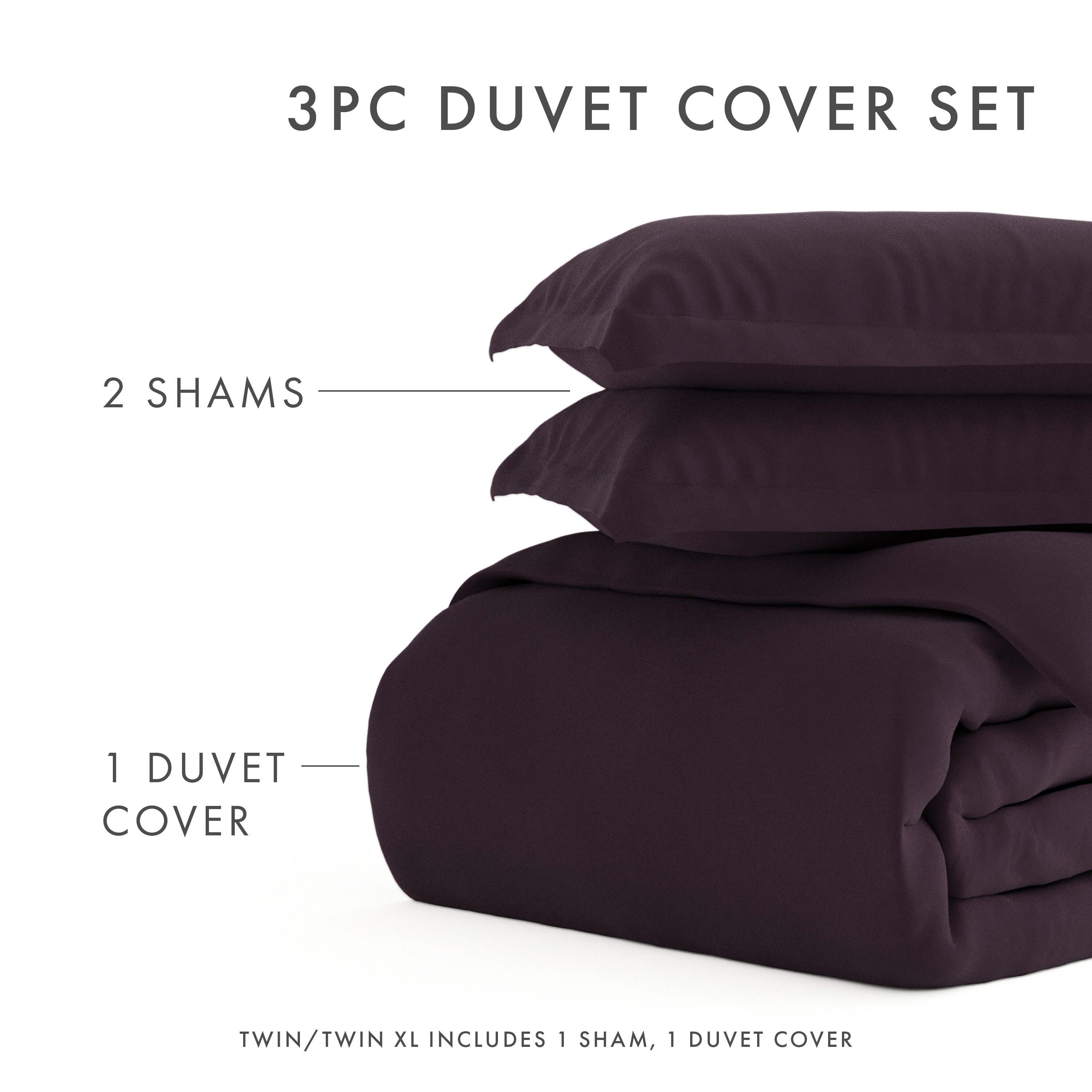 Three Piece Twin/Twin XL Duvet Cover Set, Purple, large