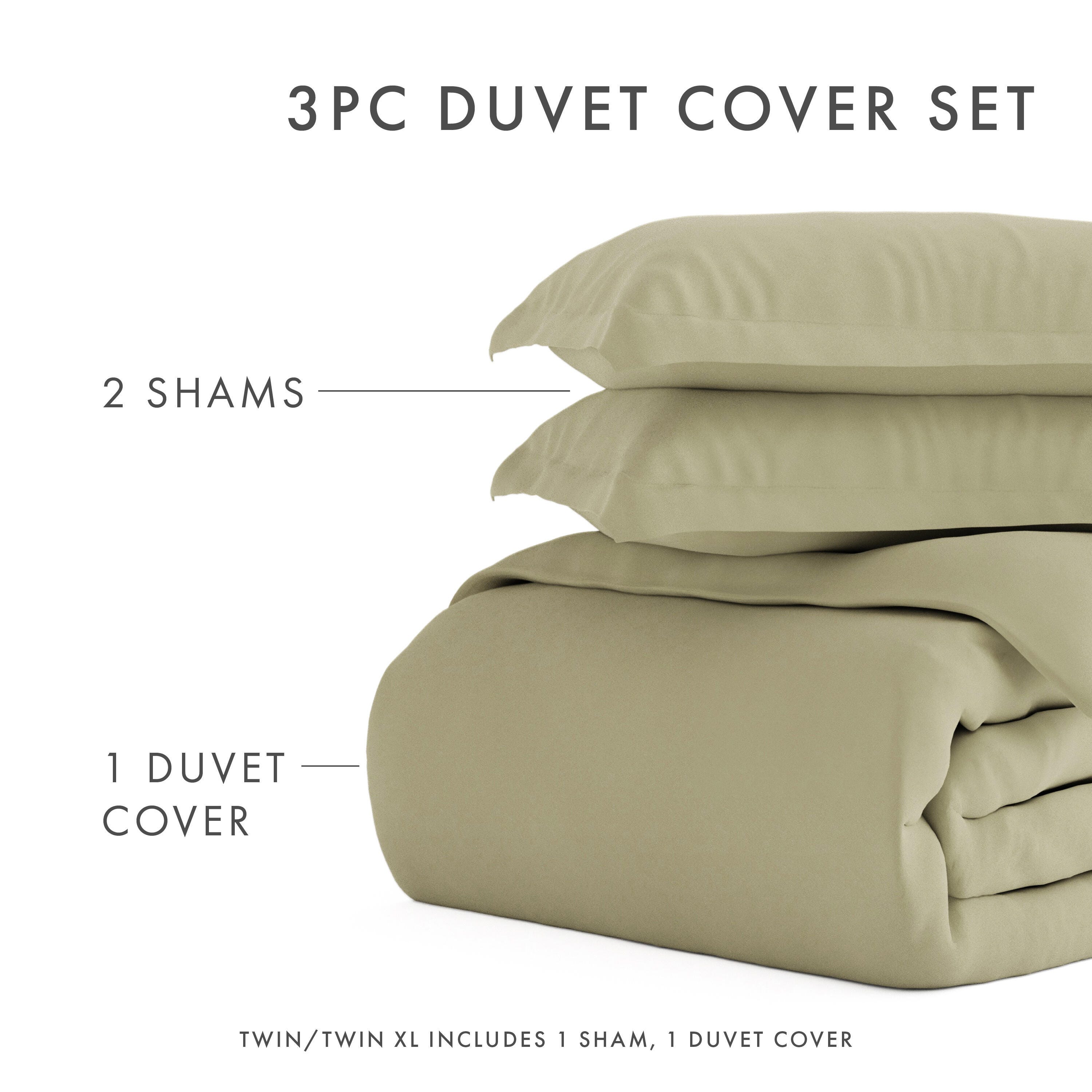 Three Piece Twin/Twin XL Duvet Cover Set, Sage, large