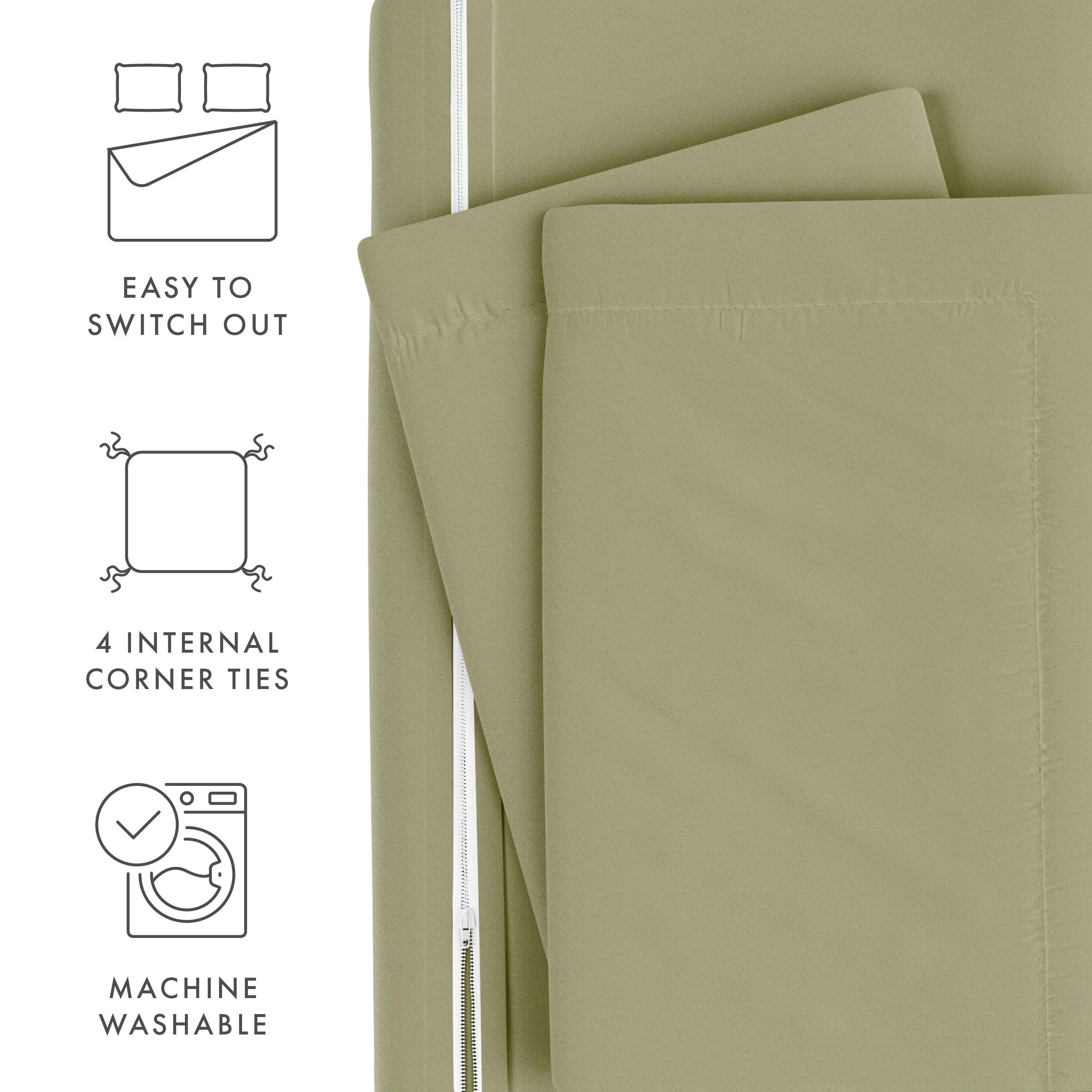Three Piece Twin/Twin XL Duvet Cover Set, Sage, large