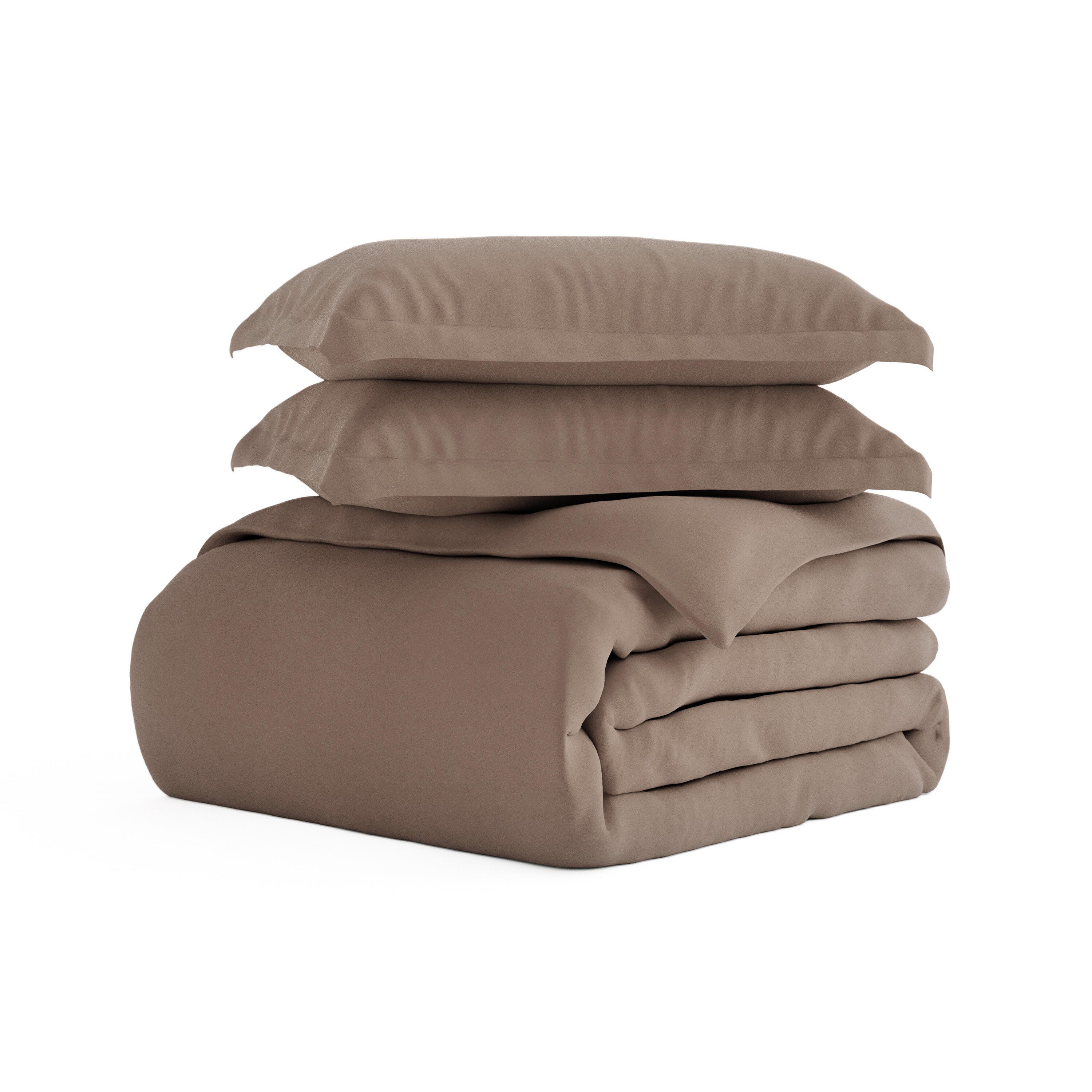 Three Piece Twin/Twin XL Duvet Cover Set, Taupe, rollover