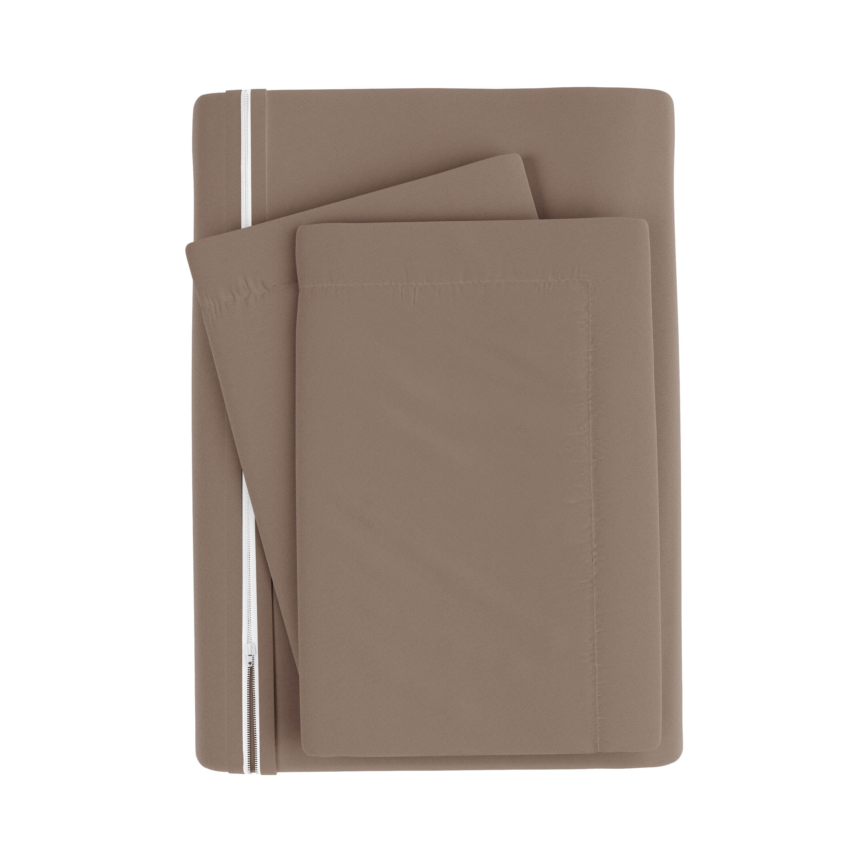 Three Piece Twin/Twin XL Duvet Cover Set, Taupe, large