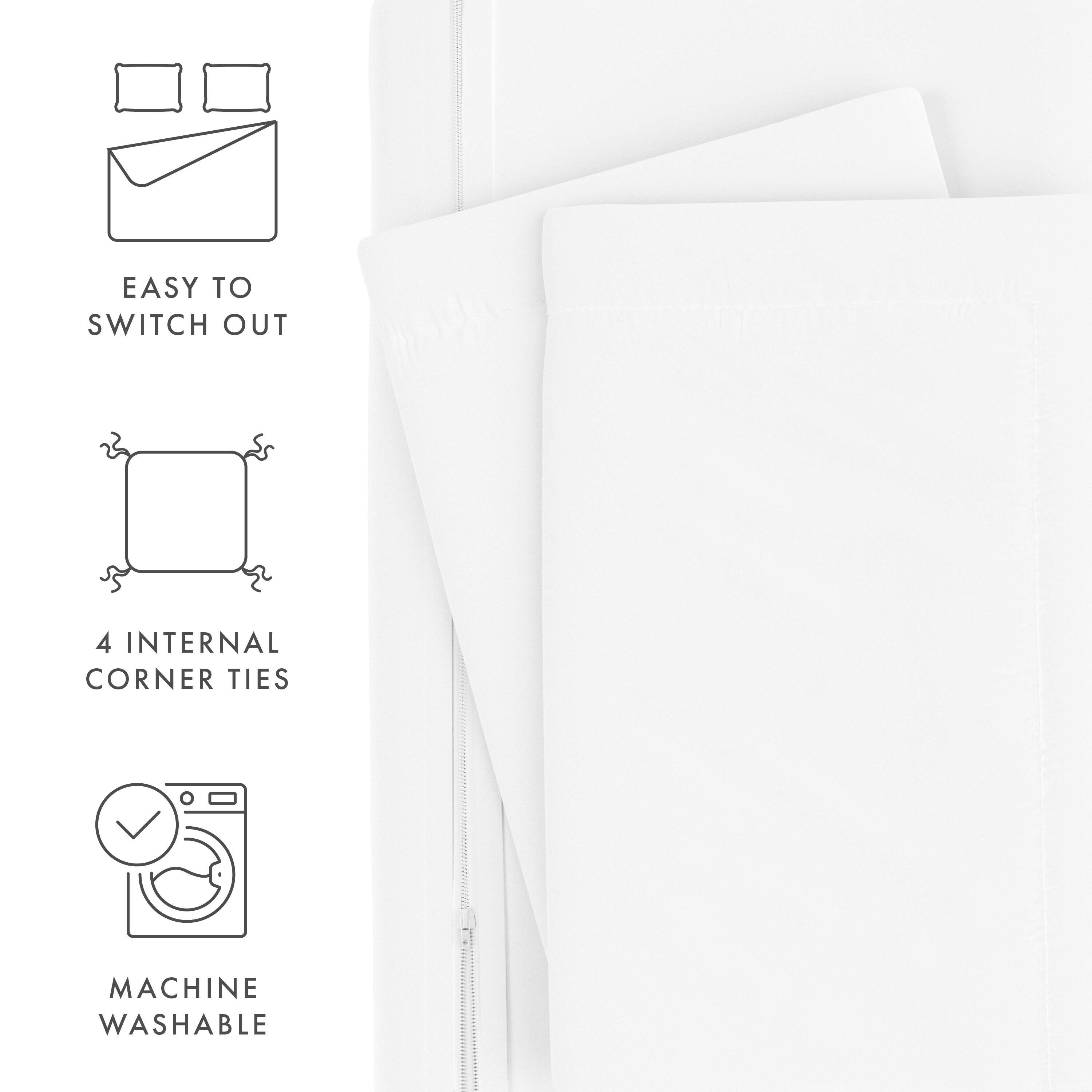 Three Piece Twin/Twin XL Duvet Cover Set, White, large