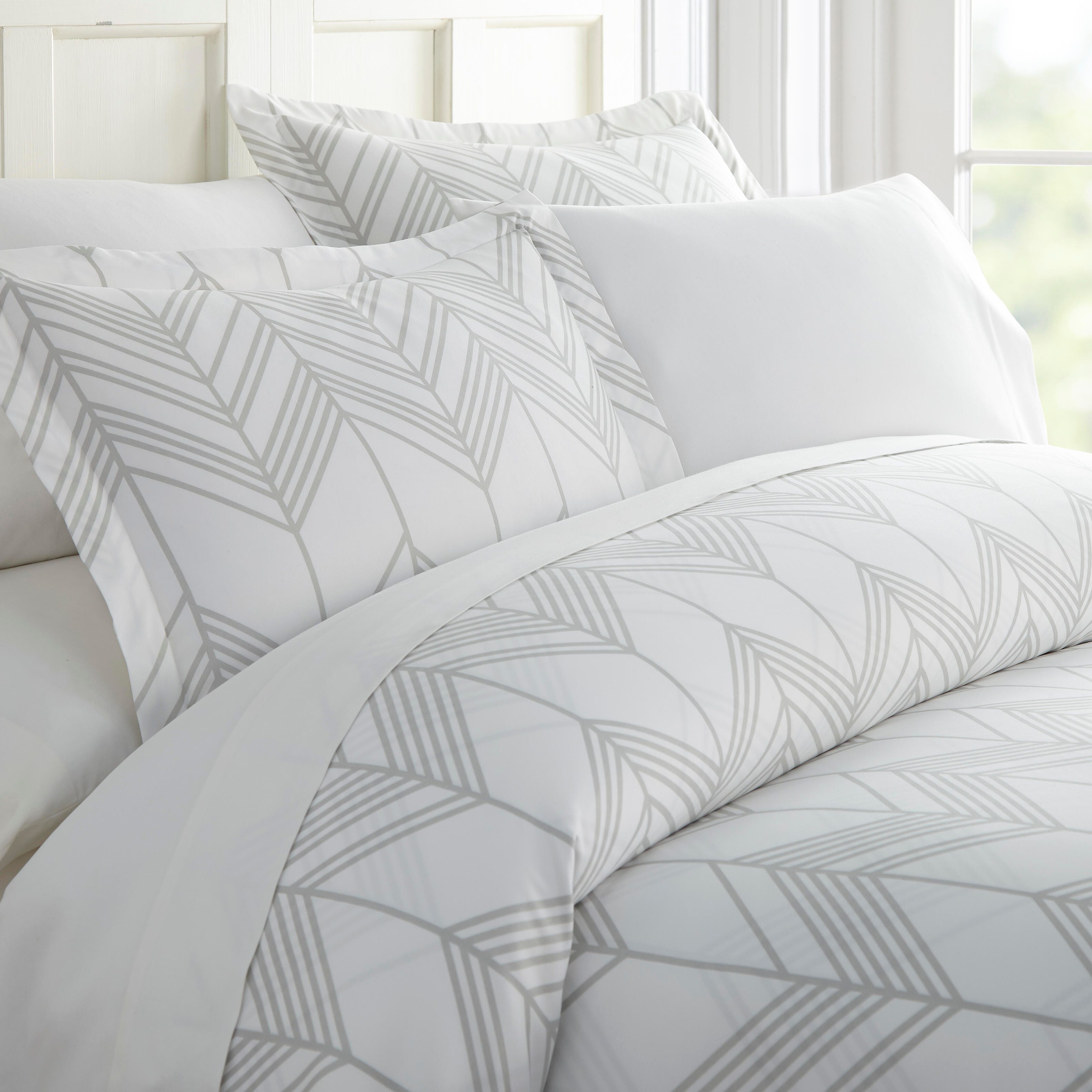 Chevron 3-Piece Twin/Twin XL Duvet Cover Set, Light Gray, large