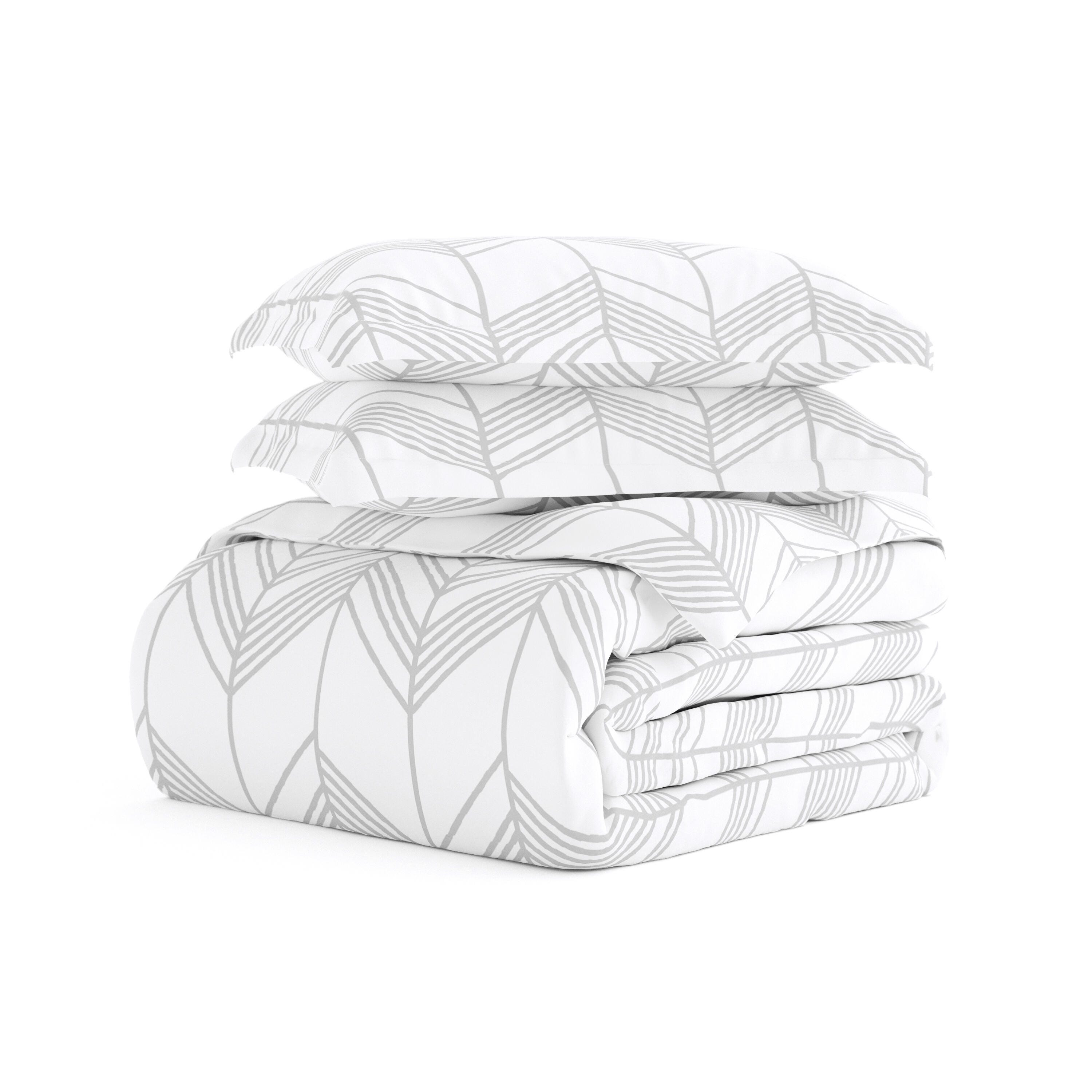 Chevron 3-Piece Twin/Twin XL Duvet Cover Set, Light Gray, rollover