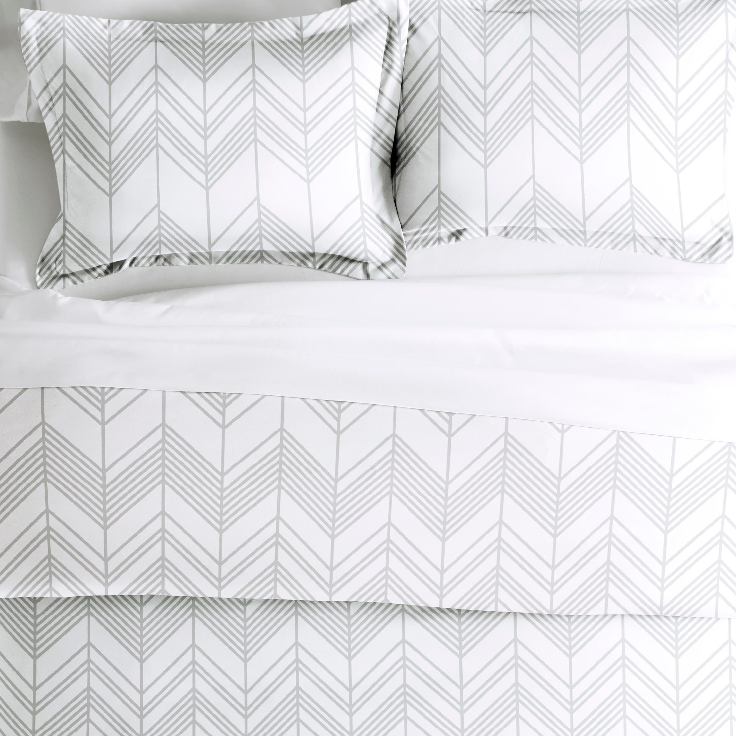 Chevron 3-Piece Full/Queen Duvet Cover Set, Light Gray, large