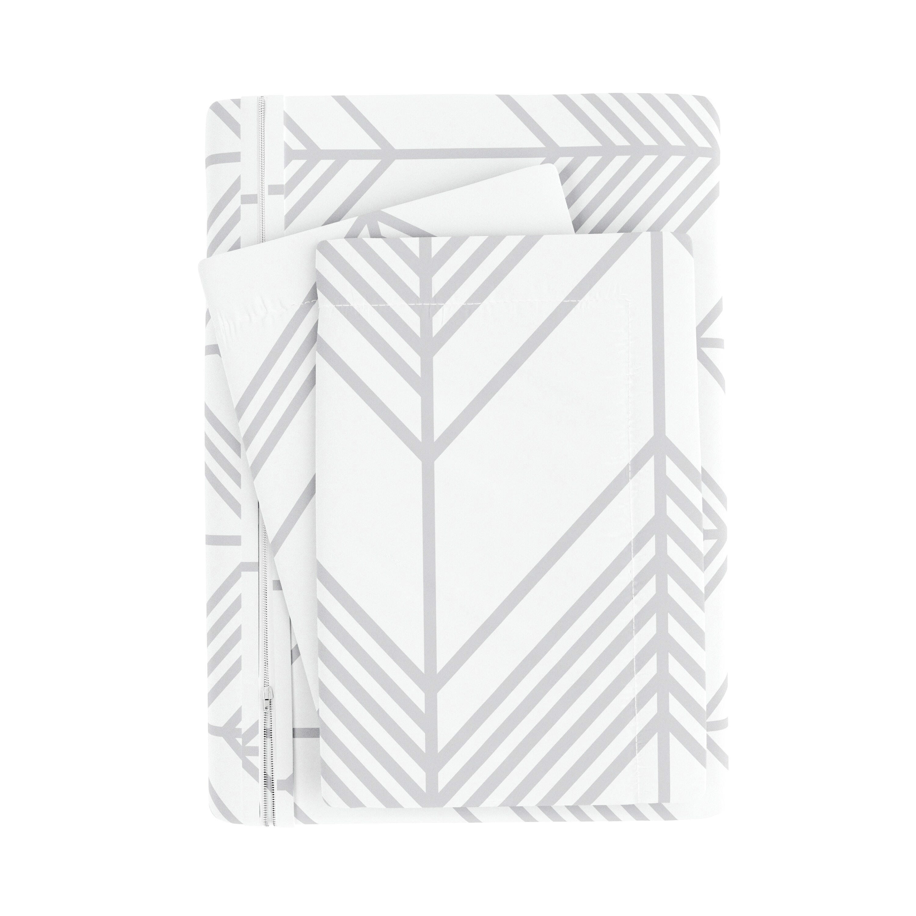 Chevron 3-Piece Full/Queen Duvet Cover Set, Light Gray, large
