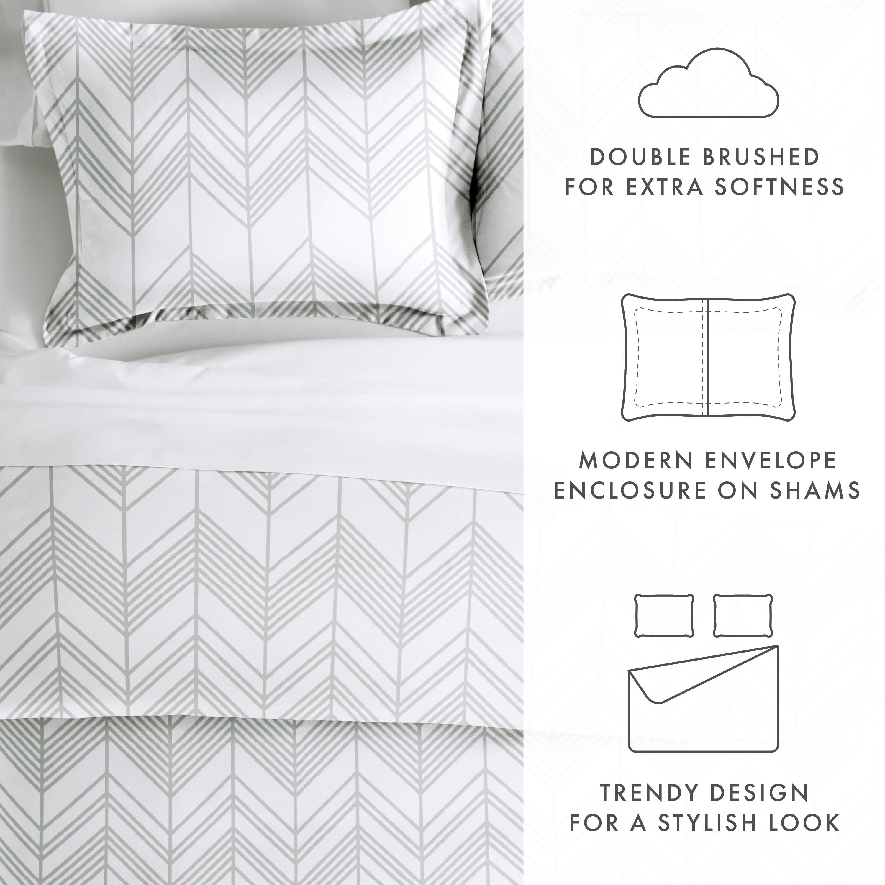 Chevron 3-Piece Full/Queen Duvet Cover Set, Light Gray, large