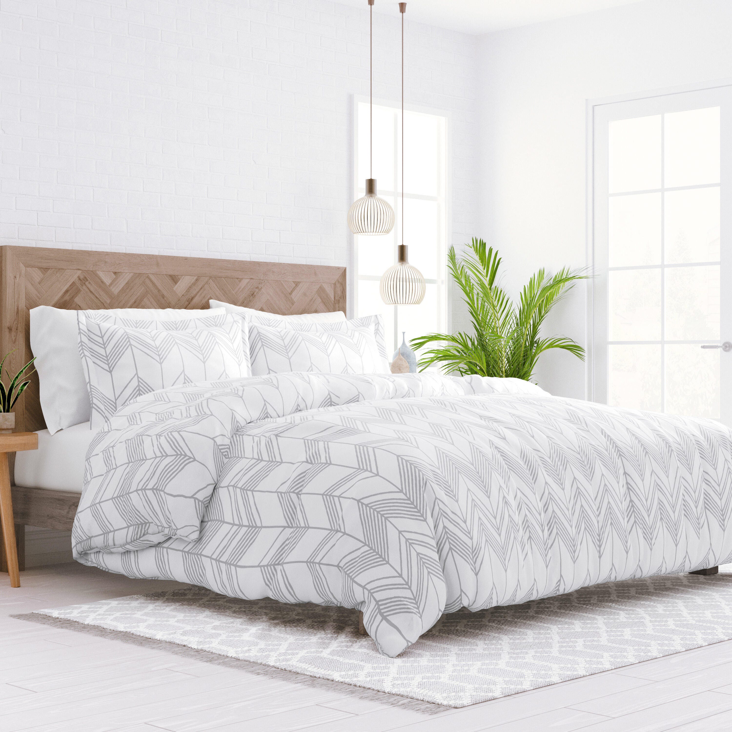Chevron 3-Piece King/California King Duvet Cover Set, Light Gray, large