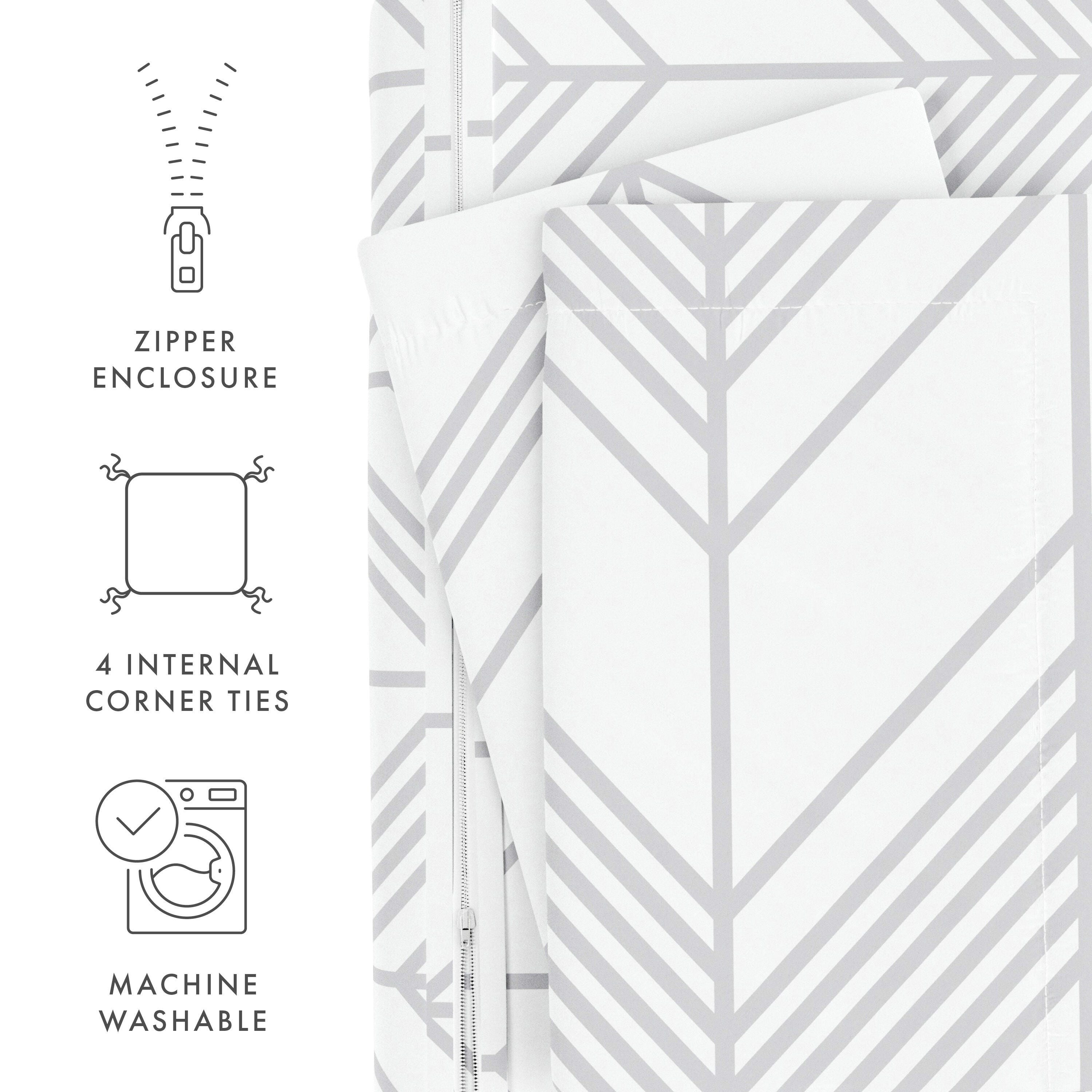 Chevron 3-Piece King/California King Duvet Cover Set, Light Gray, large