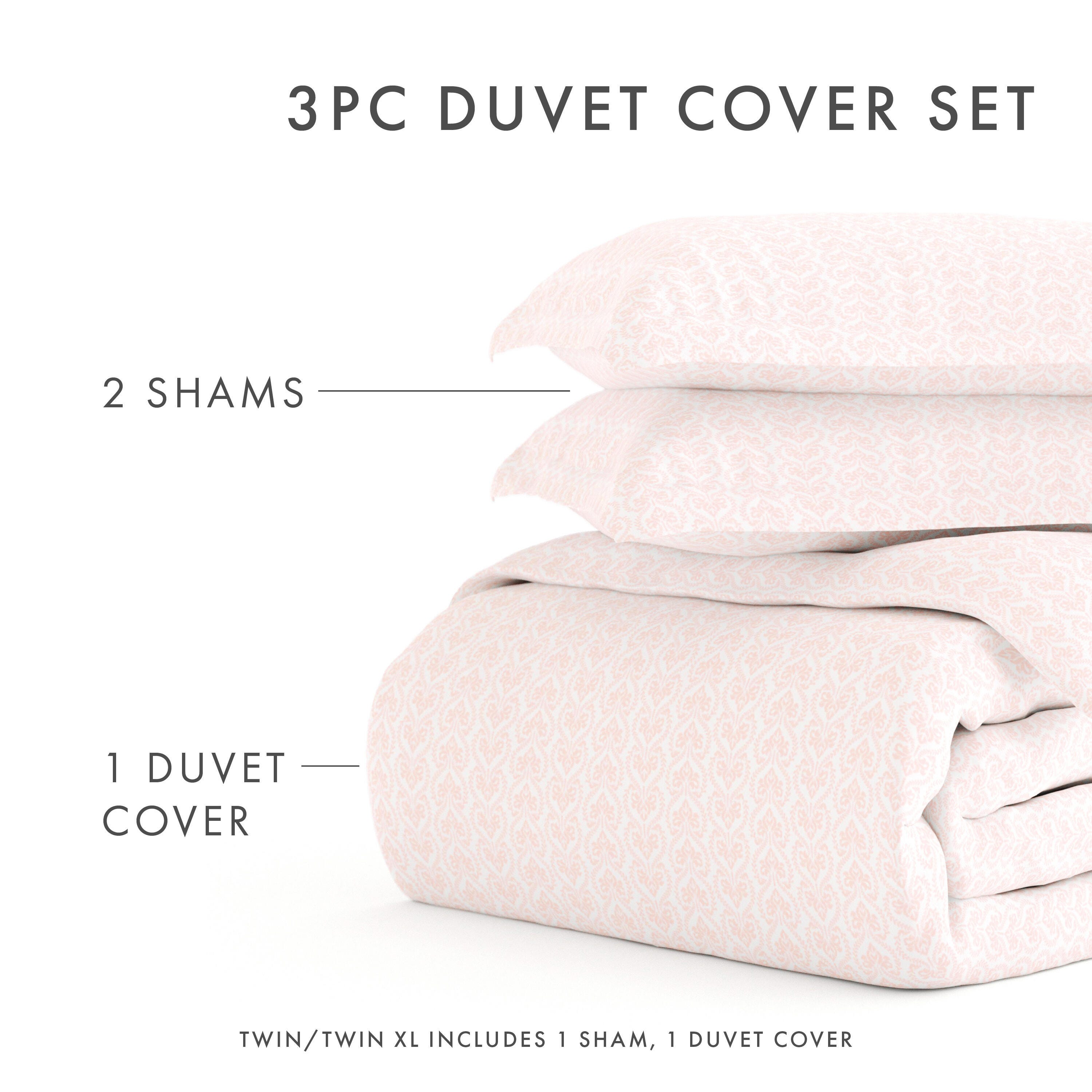 Microfiber 3-Piece Full/Queen Duvet Cover Set, Pink, large