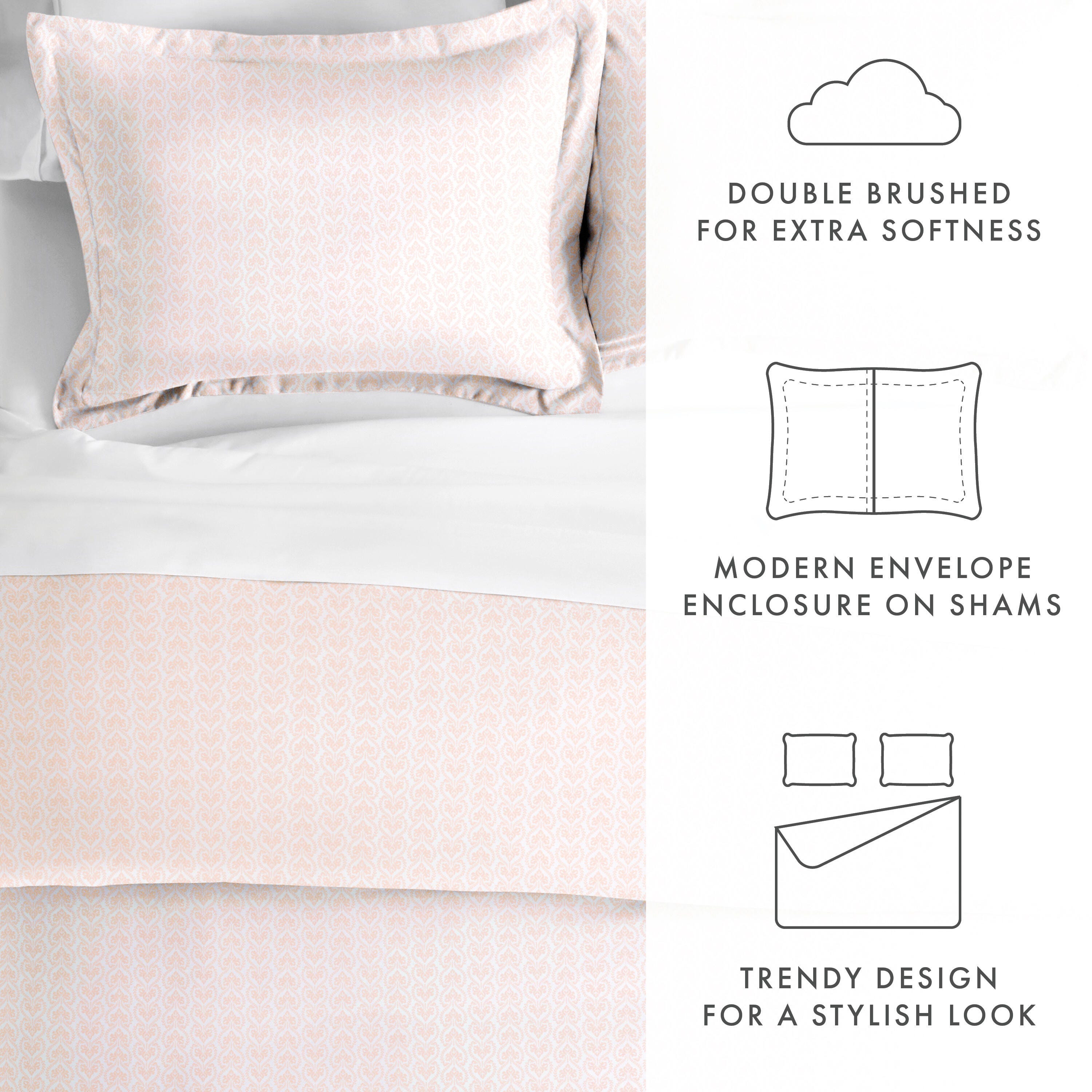 Microfiber 3-Piece Full/Queen Duvet Cover Set, Pink, large