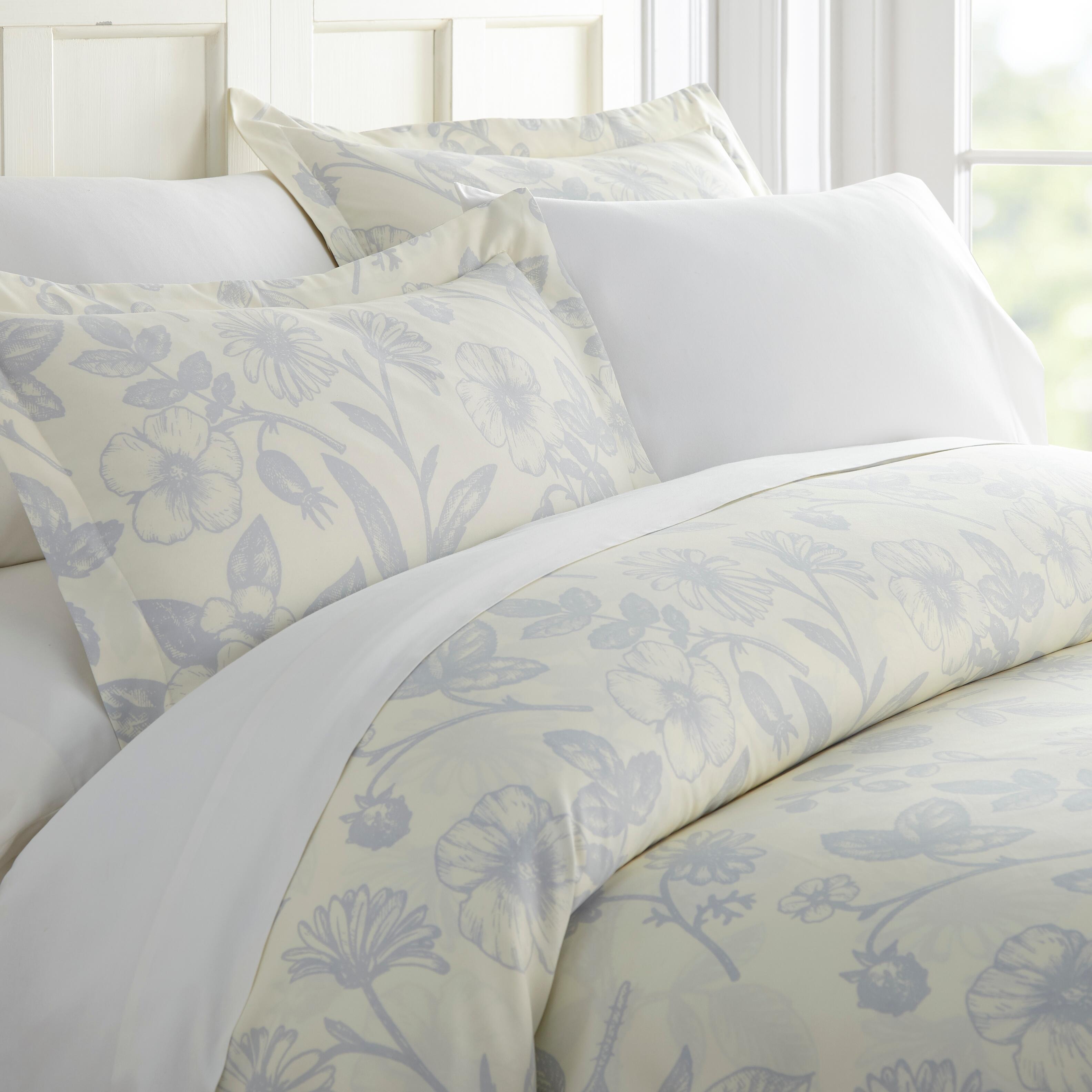 Garden Patterned 3-Piece King/California King Duvet Cover Set, Light Blue, large
