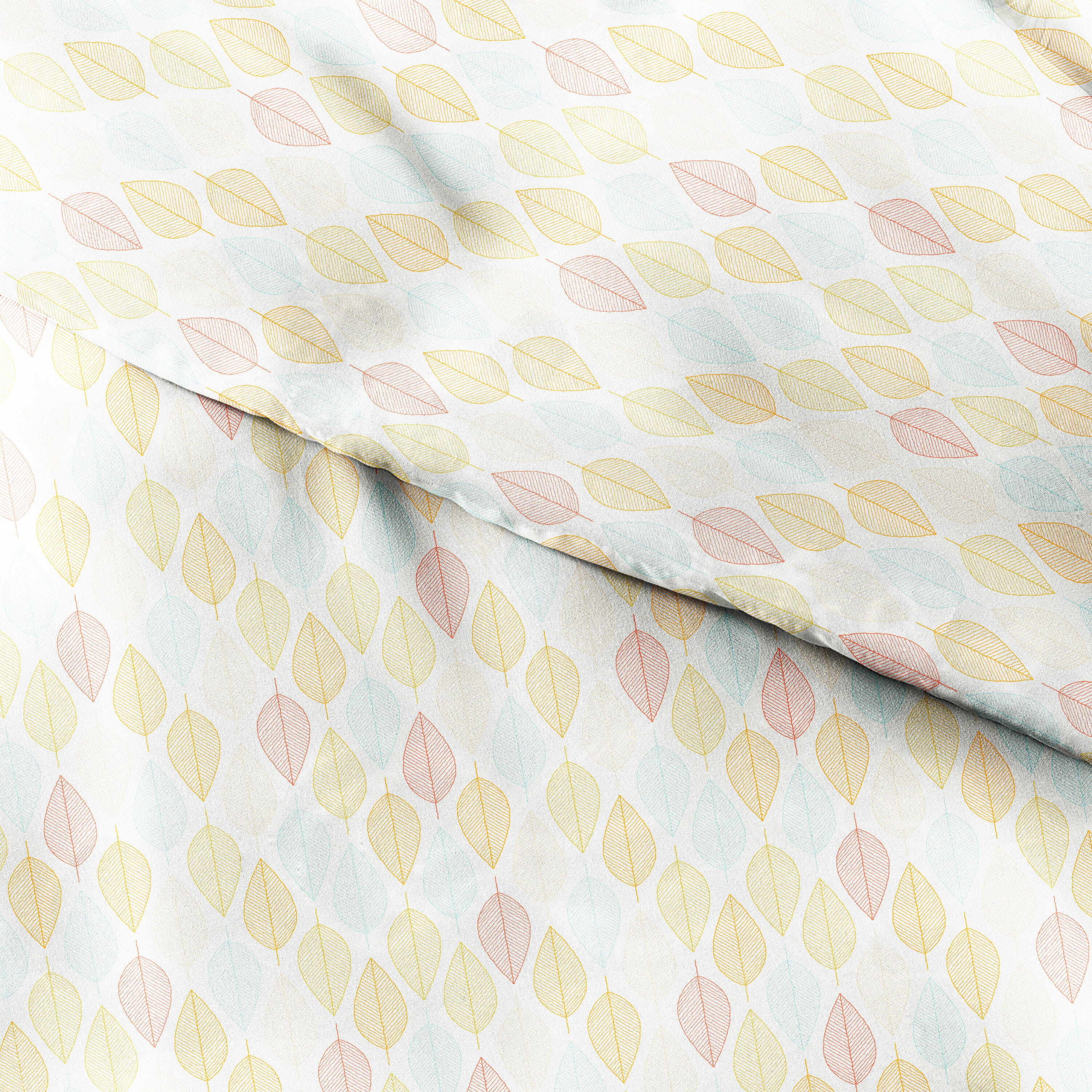 Foliage Patterned 3-Piece Twin/Twin XL Duvet Cover Set, Yellow, large