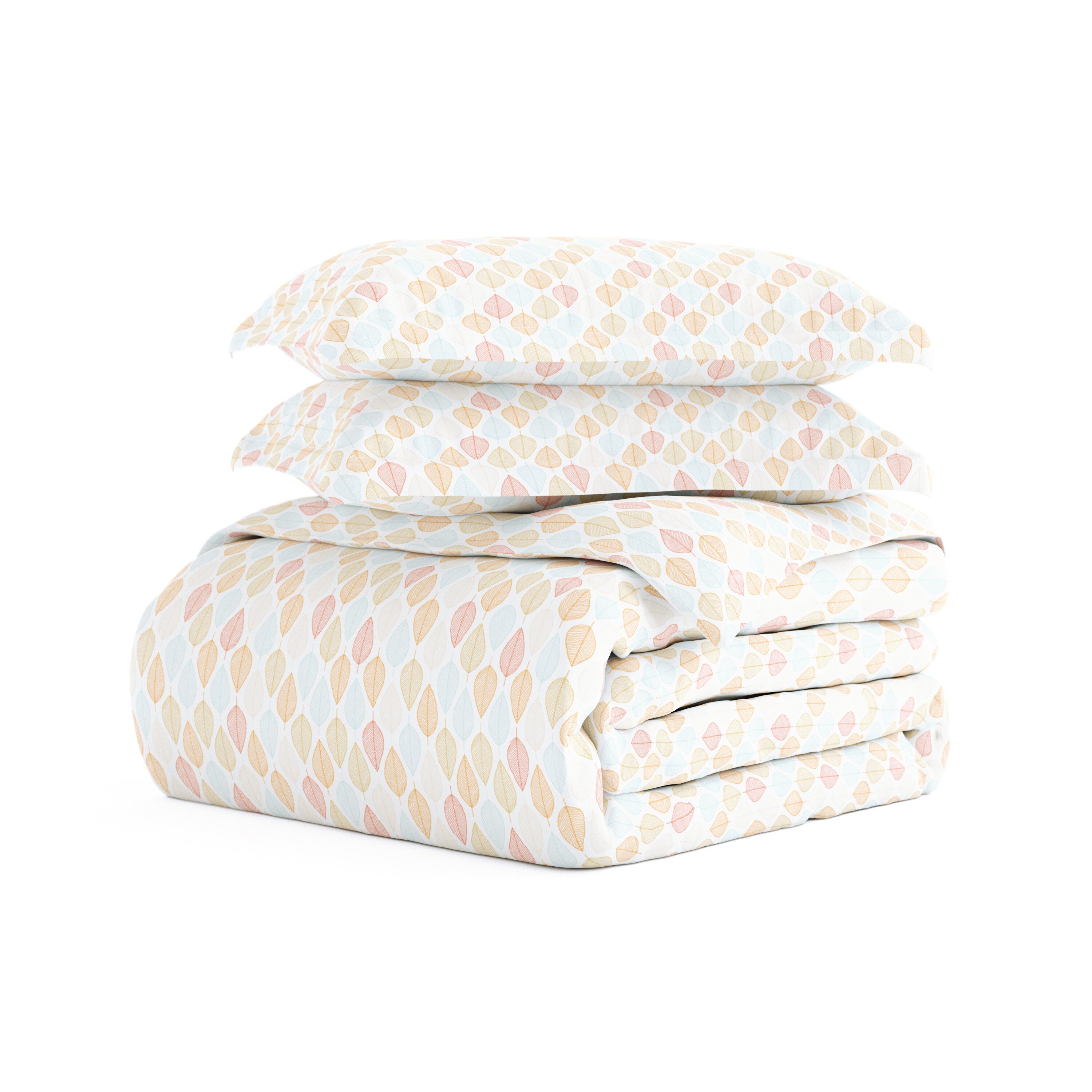 Foliage Patterned 3-Piece Full/Queen Duvet Cover Set, Yellow, rollover