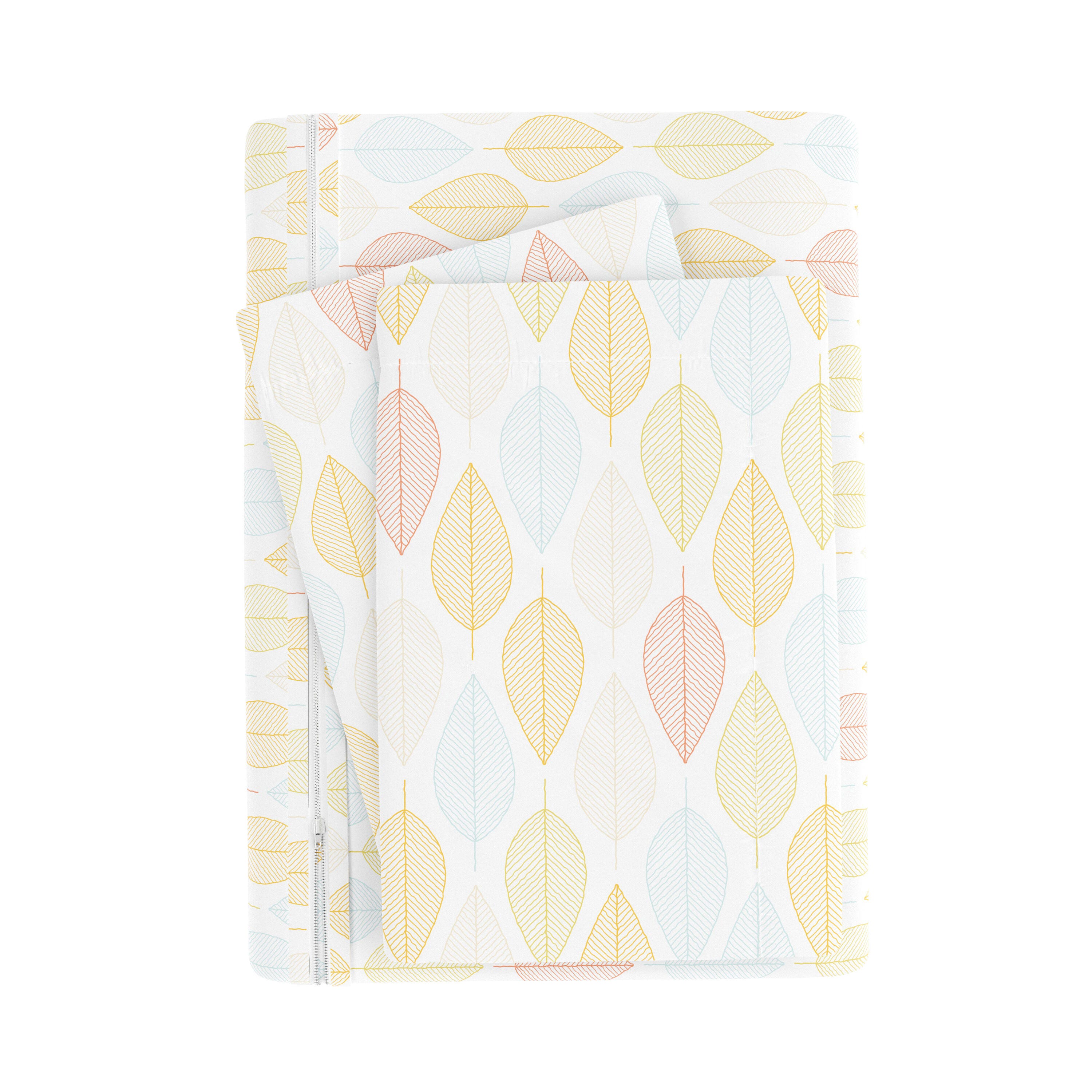 Foliage Patterned 3-Piece King/California King Duvet Cover Set, Yellow, large