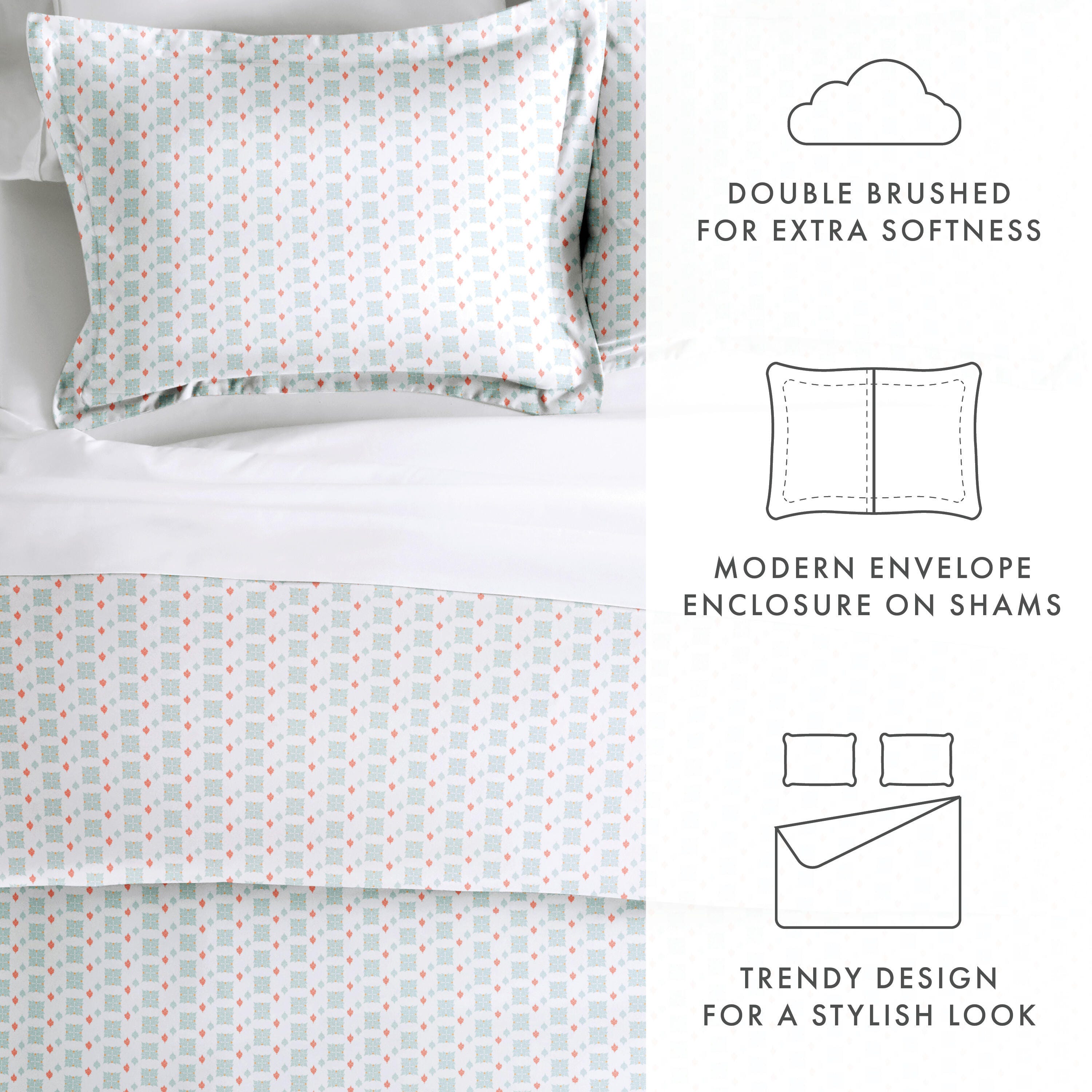 Microfiber 3-Piece Twin/Twin XL Duvet Cover Set, Aqua, large