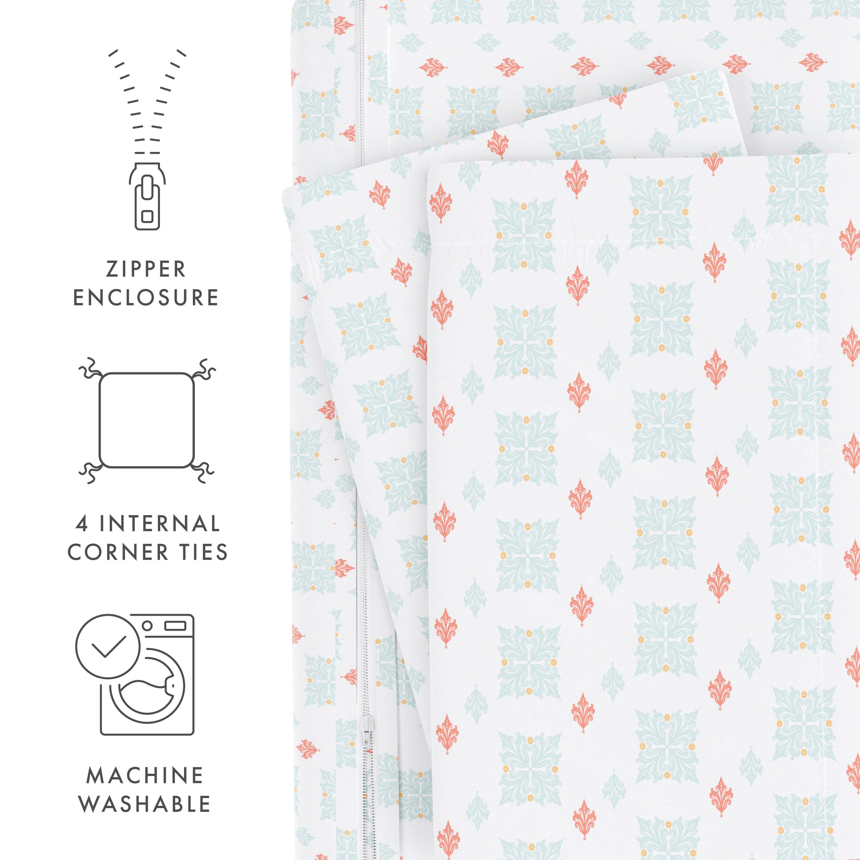 Microfiber 3-Piece Twin/Twin XL Duvet Cover Set, Aqua, large